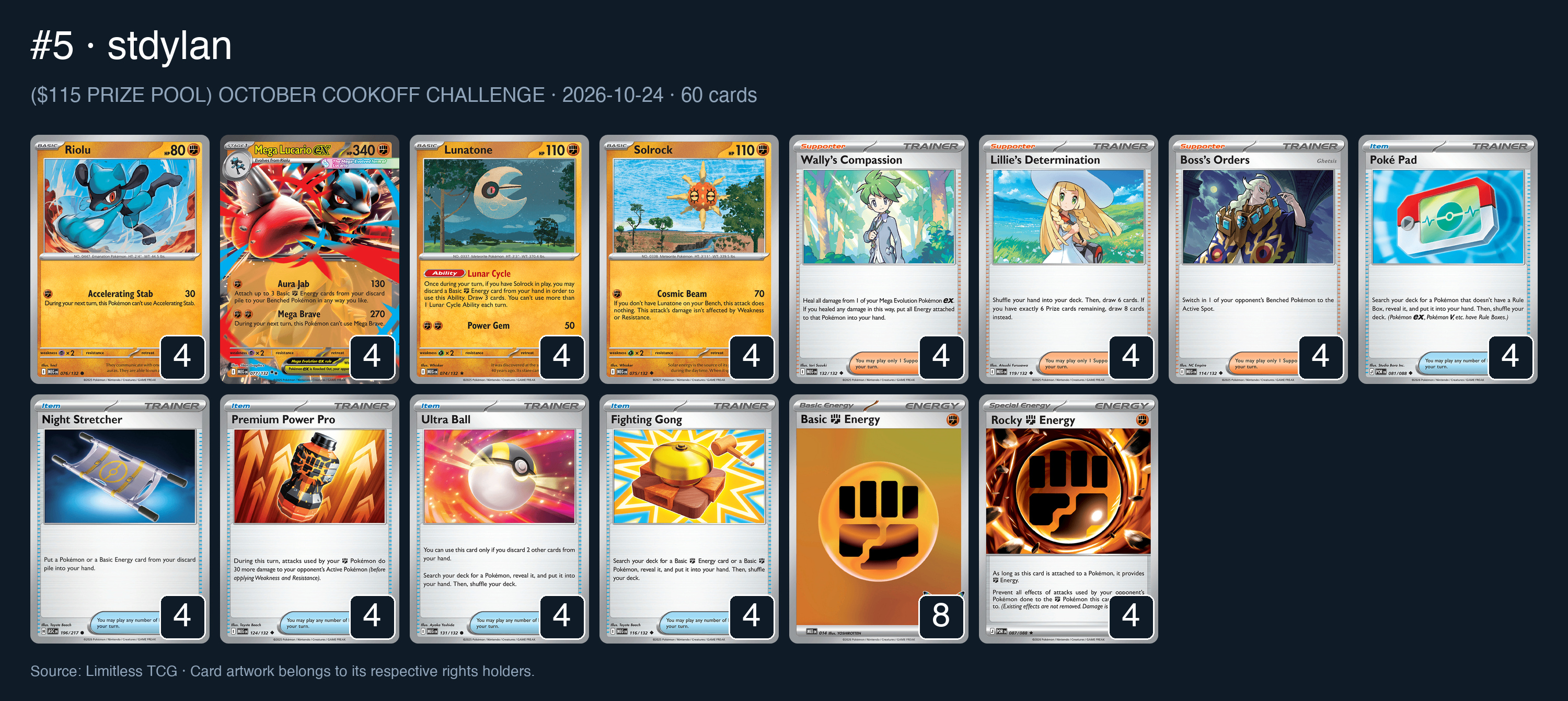 Complete 60-card deck list for rank 5, stdylan