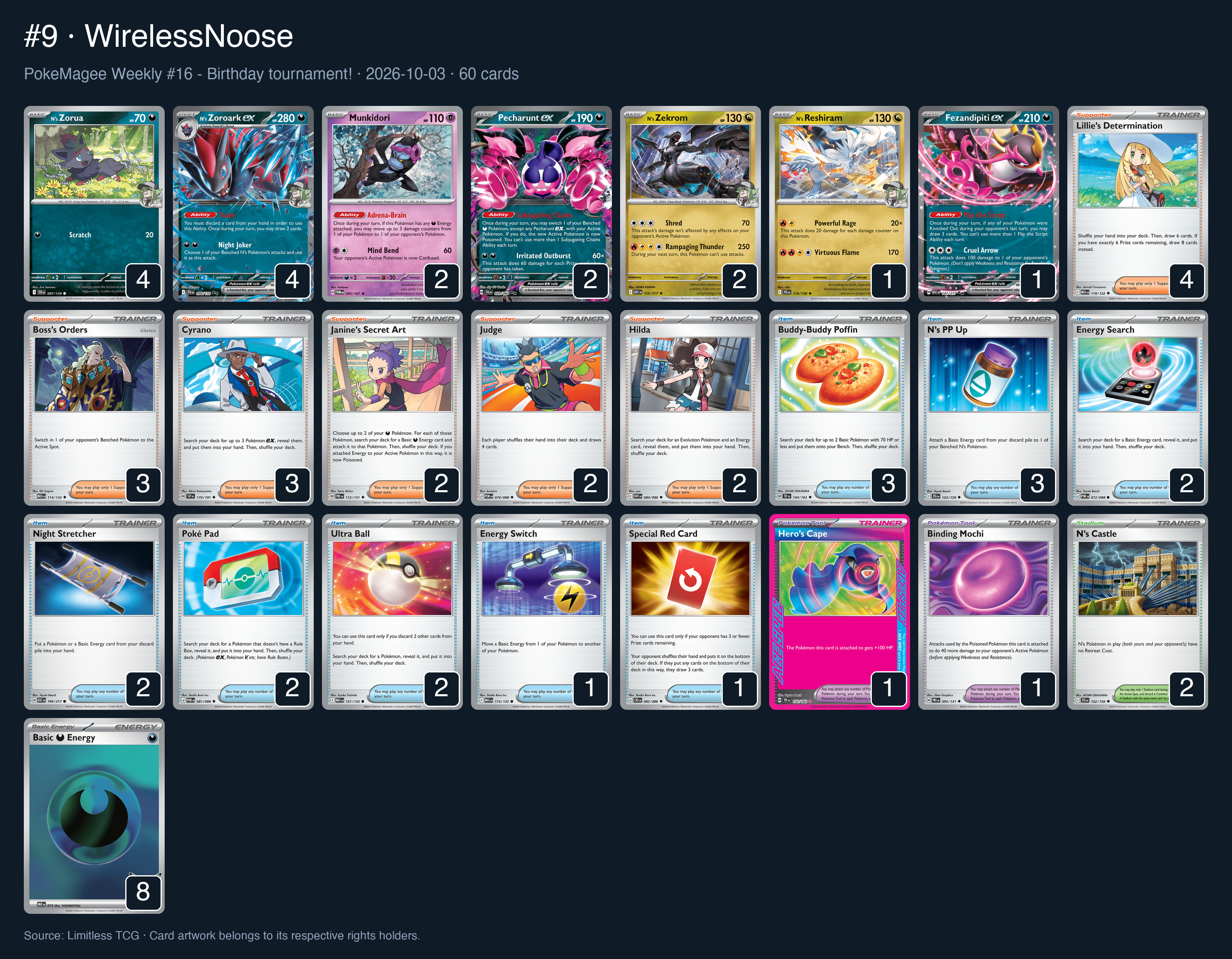 Complete 60-card deck list for rank 9, WirelessNoose