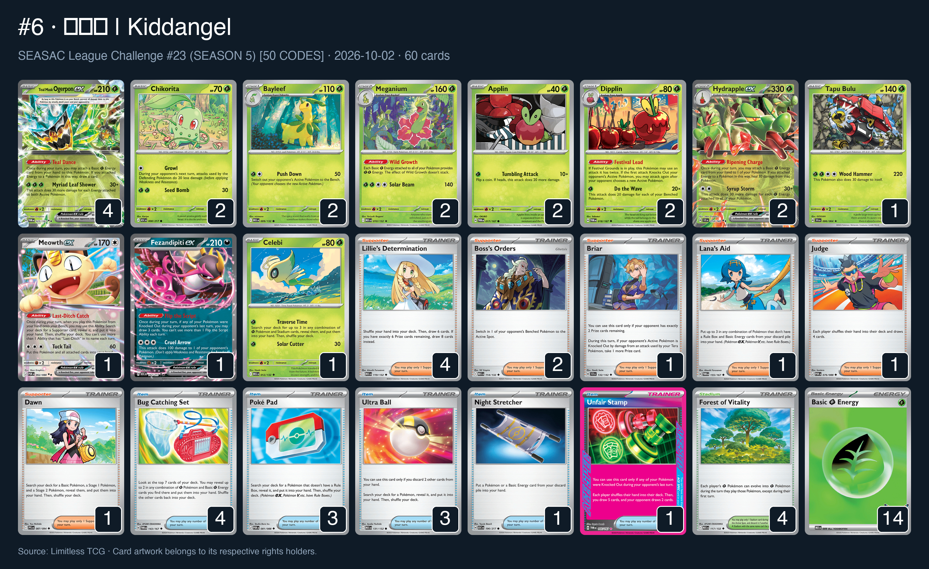 Complete 60-card deck list for rank 6, 𝐃𝐍𝐓 | Kiddangel