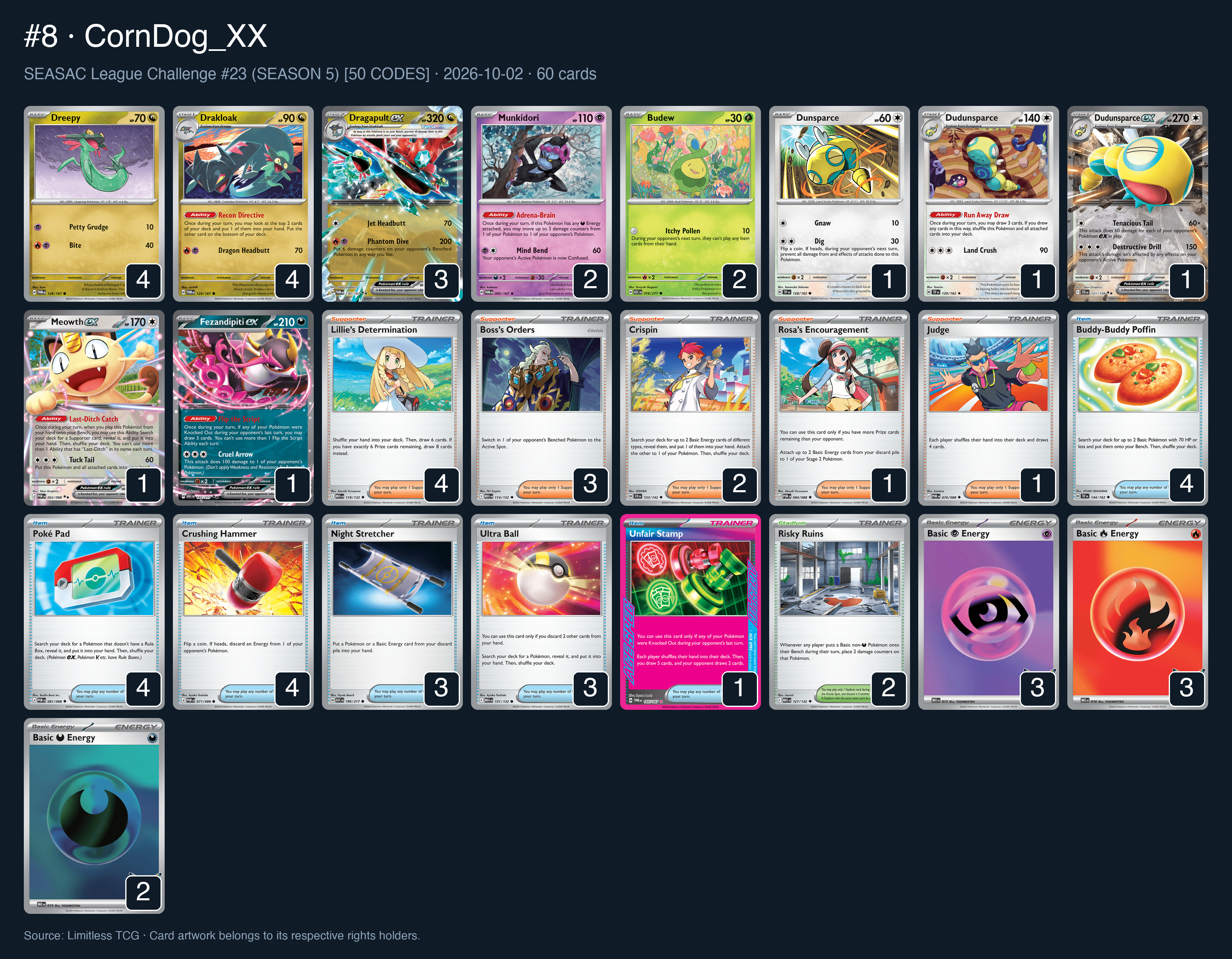 Complete 60-card deck list for rank 8, CornDog_XX