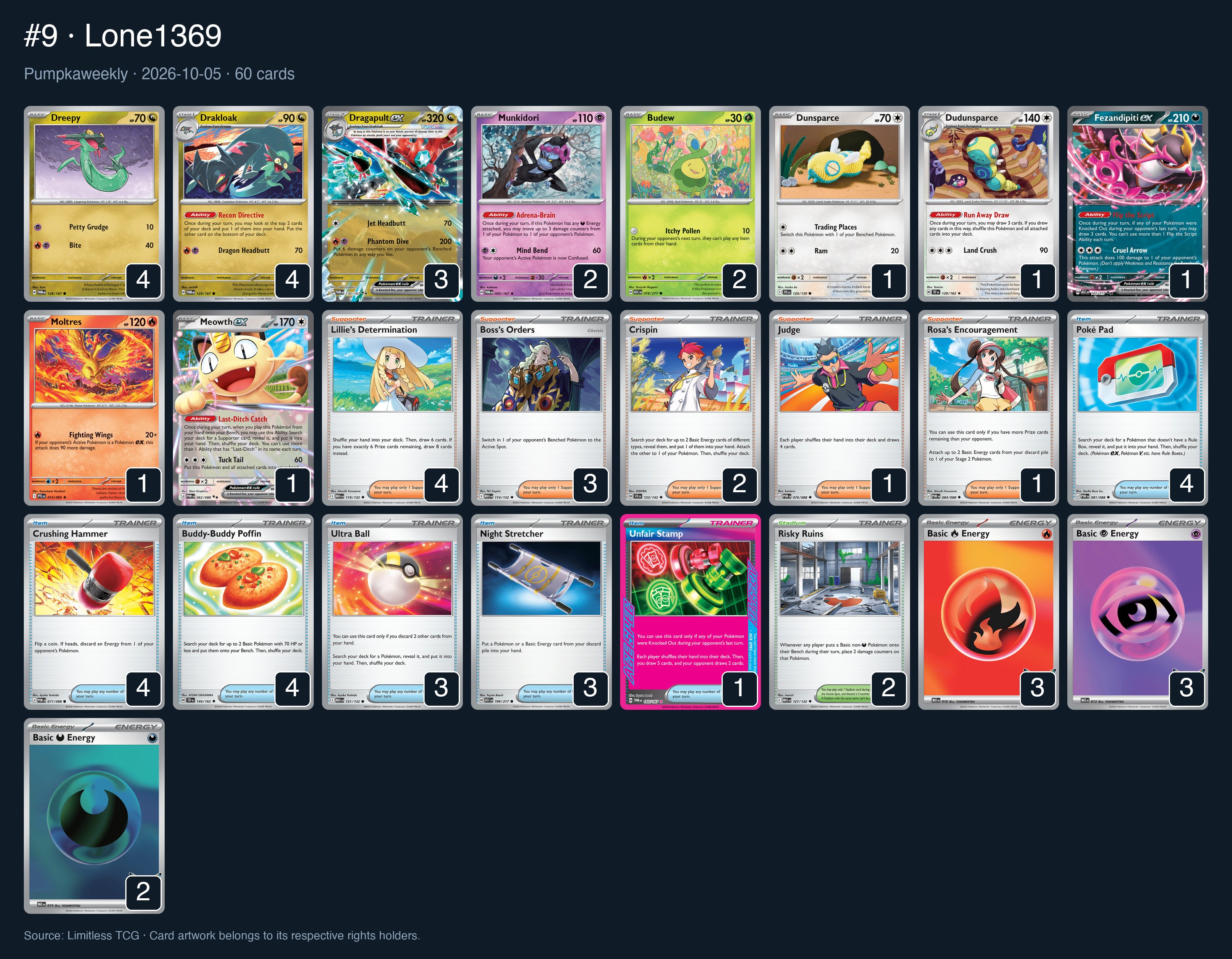 Complete 60-card deck list for rank 9, Lone1369