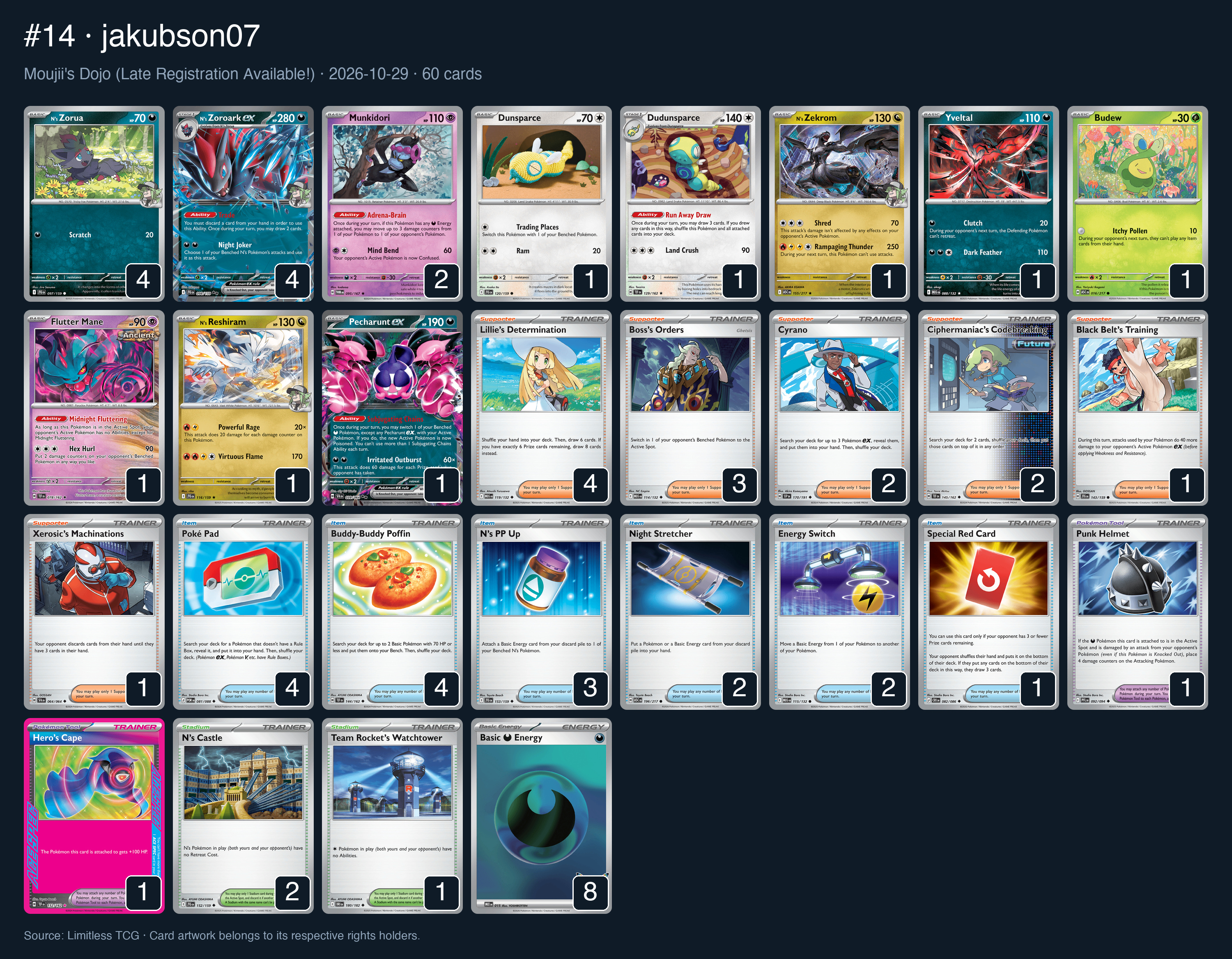 Complete 60-card deck list for rank 14, jakubson07