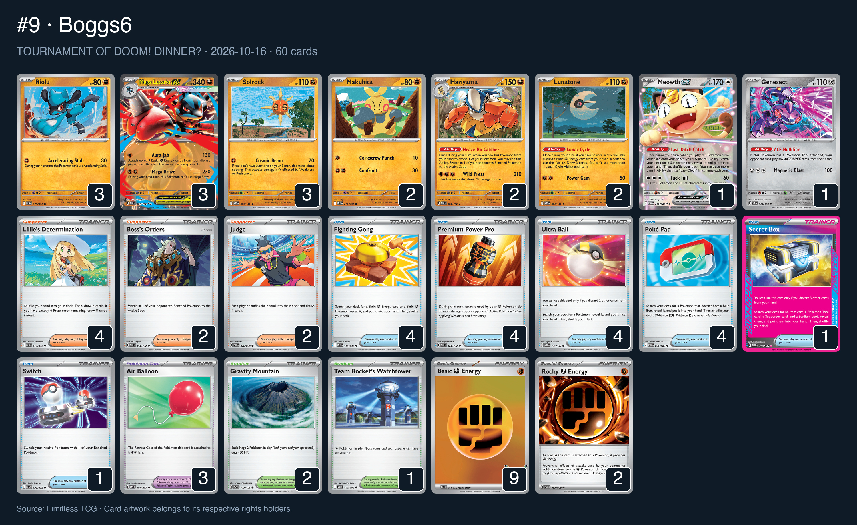 Complete 60-card deck list for rank 9, Boggs6