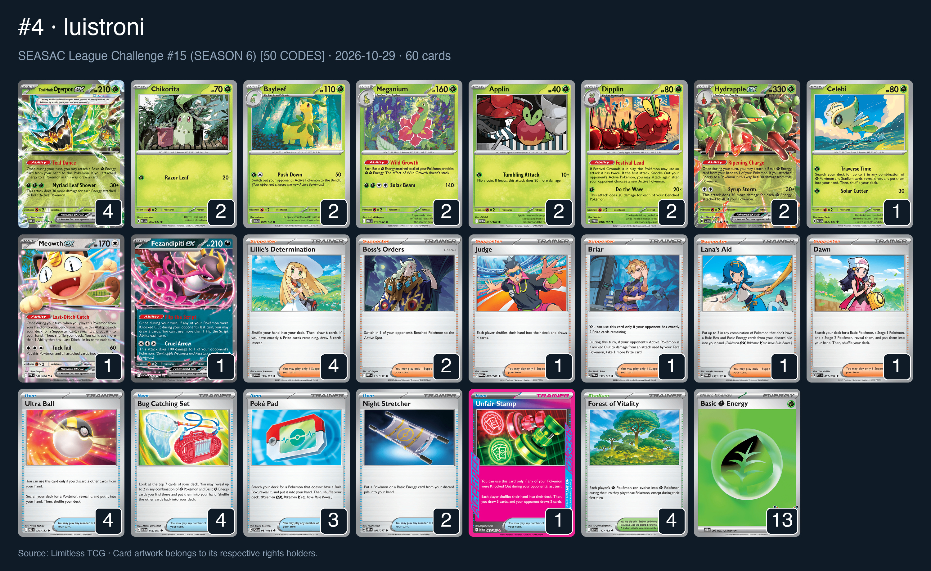 Complete 60-card deck list for rank 4, luistroni