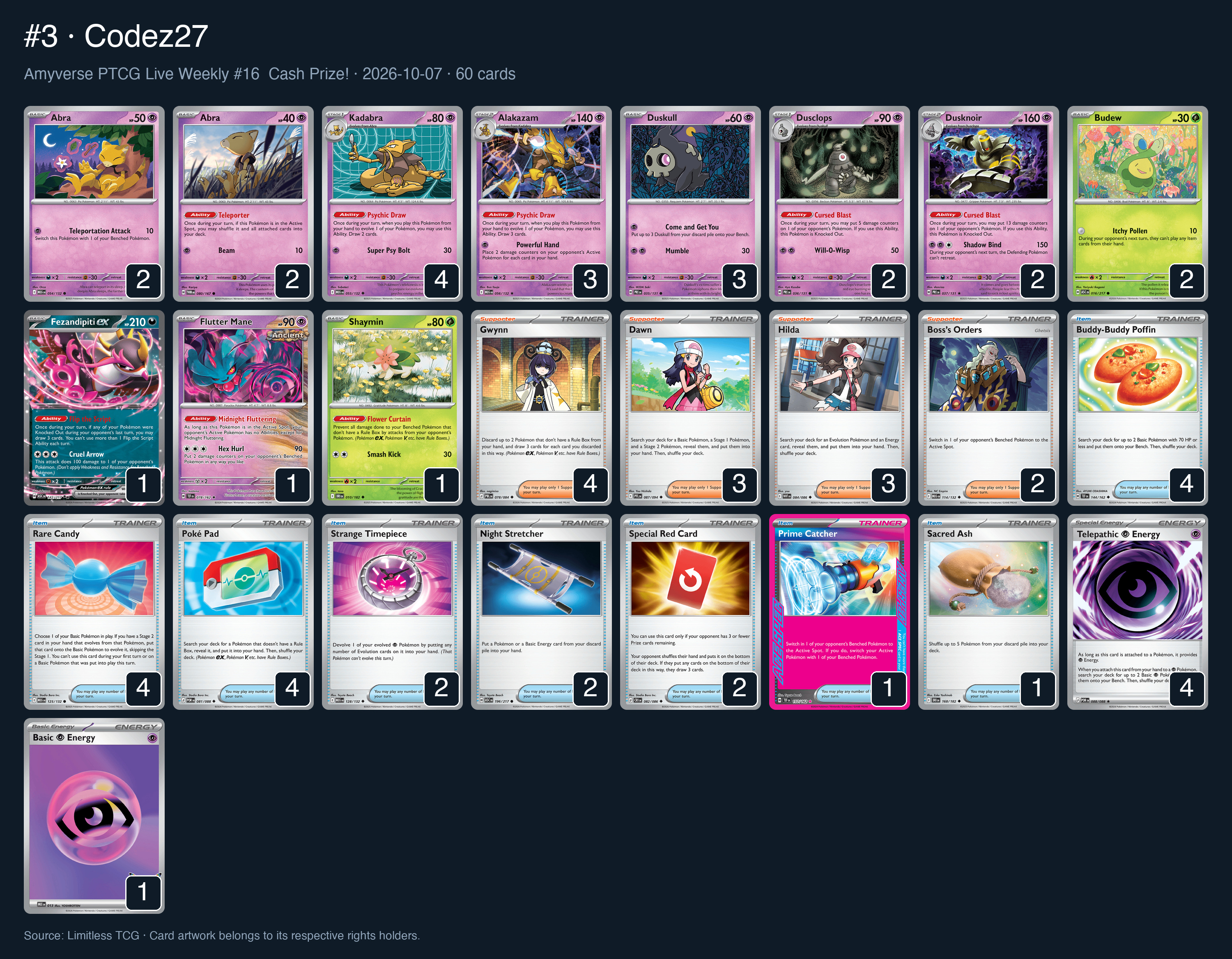 Complete 60-card deck list for rank 3, Codez27