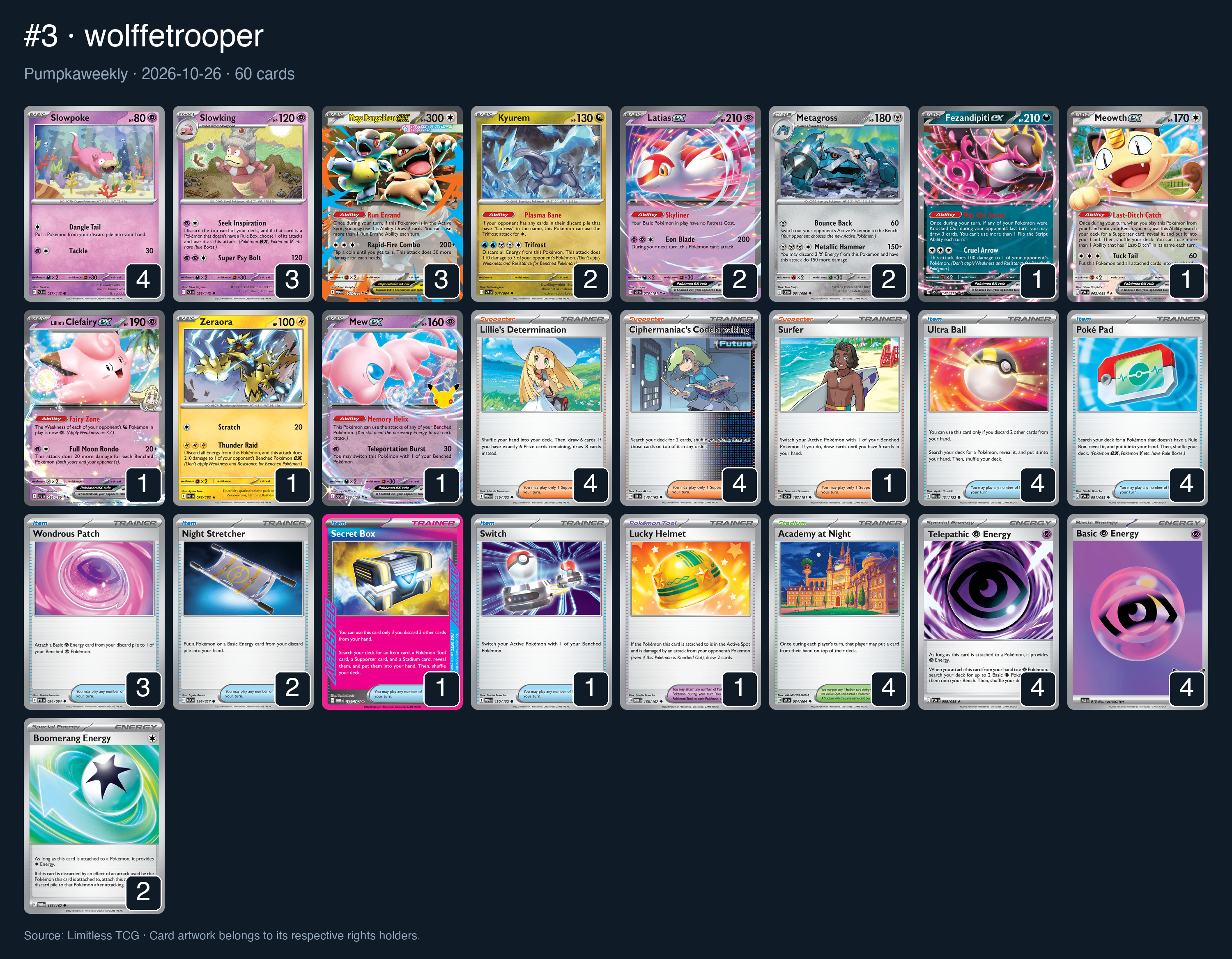 Complete 60-card deck list for rank 3, wolffetrooper