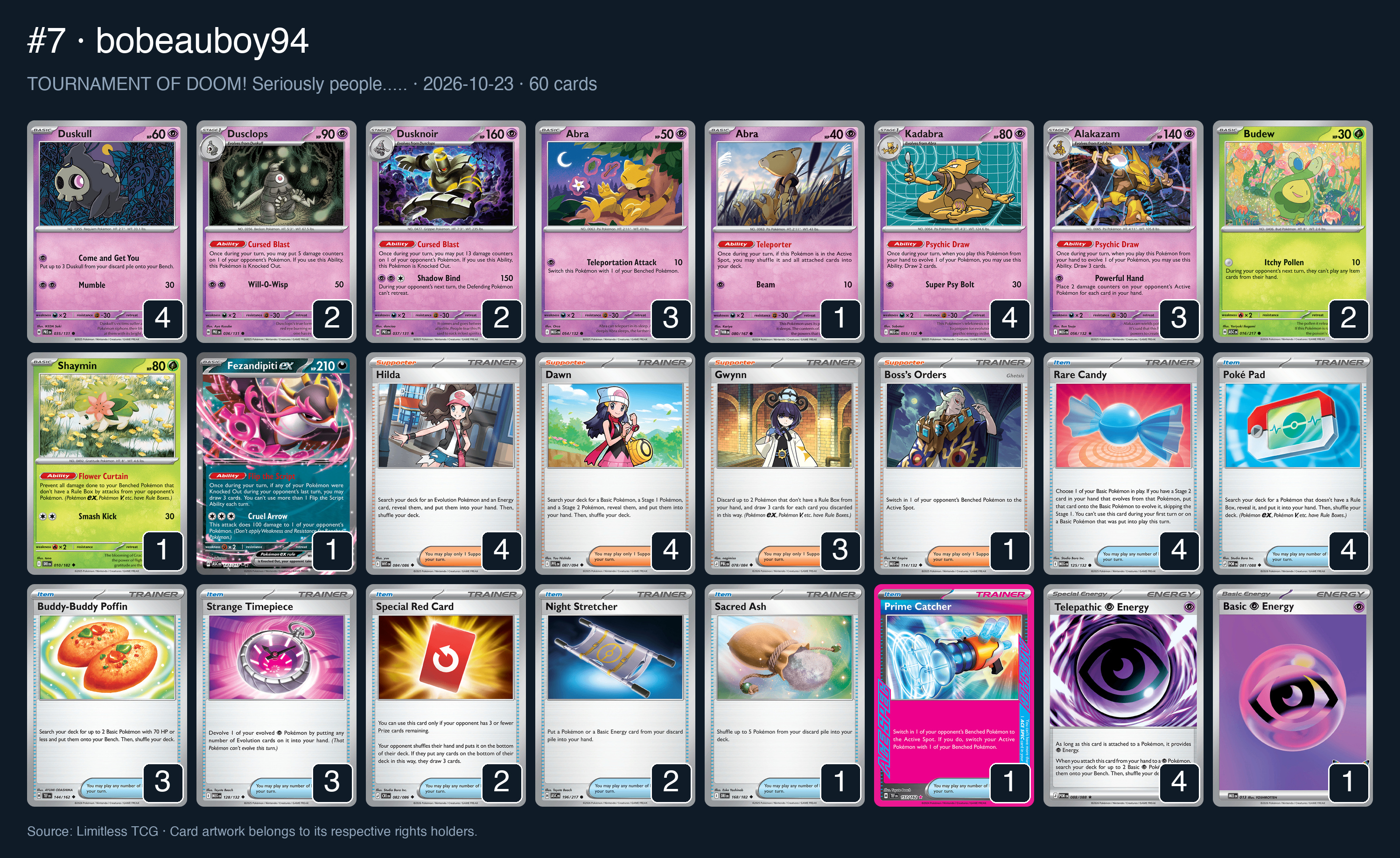 Complete 60-card deck list for rank 7, bobeauboy94