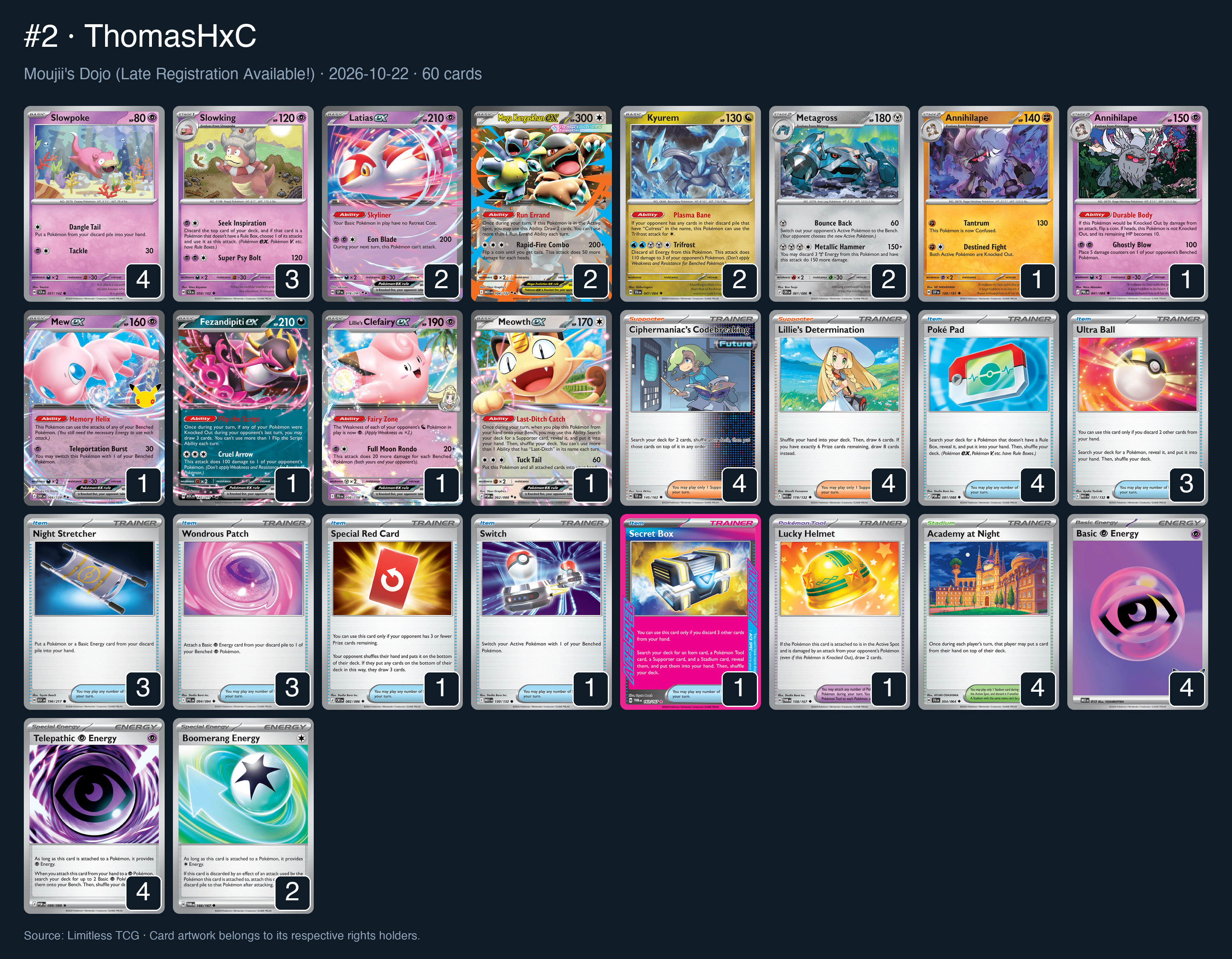 Complete 60-card deck list for rank 2, ThomasHxC