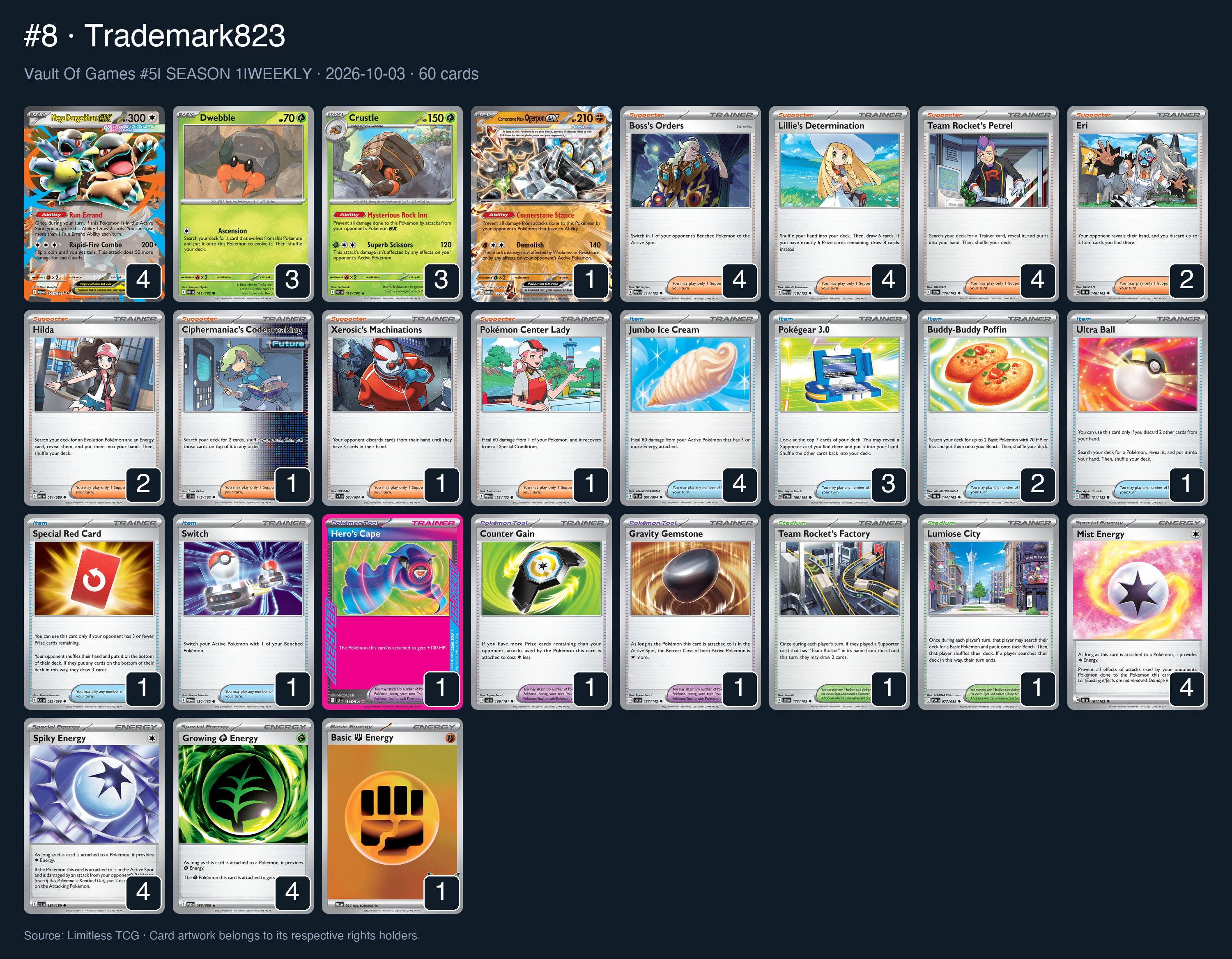 Complete 60-card deck list for rank 8, Trademark823