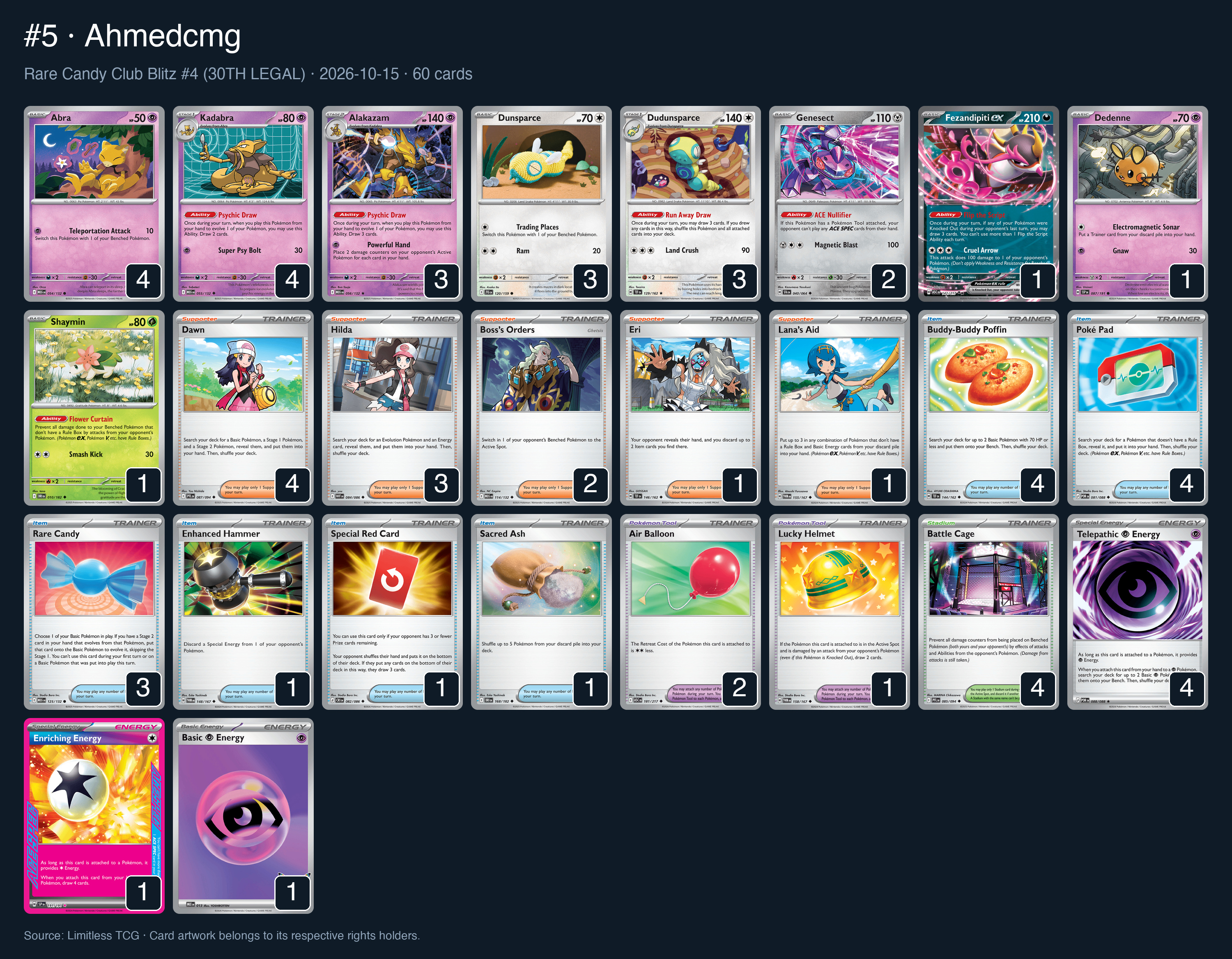 Complete 60-card deck list for rank 5, Ahmedcmg