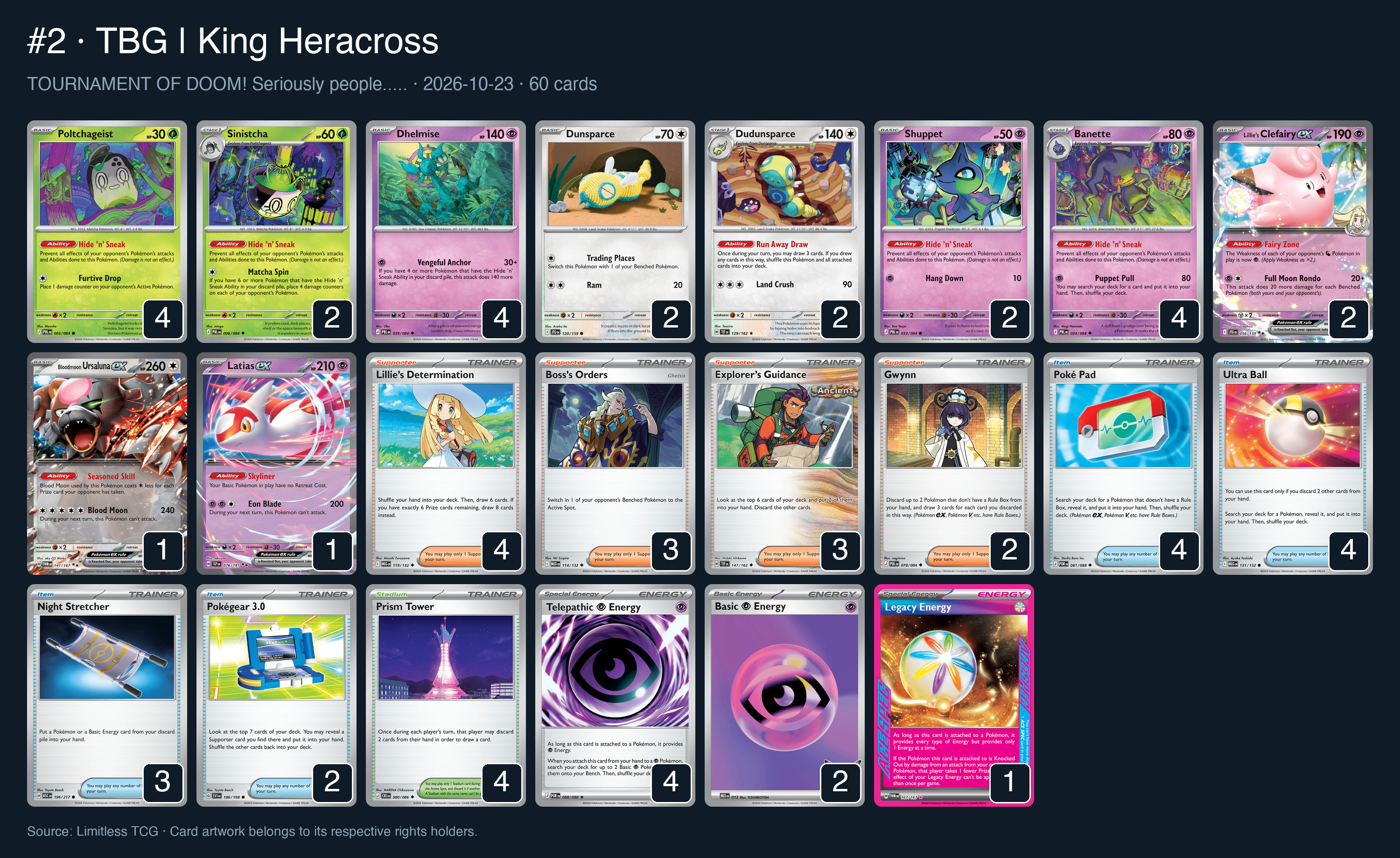 Complete 60-card deck list for rank 2, TBG | King Heracross