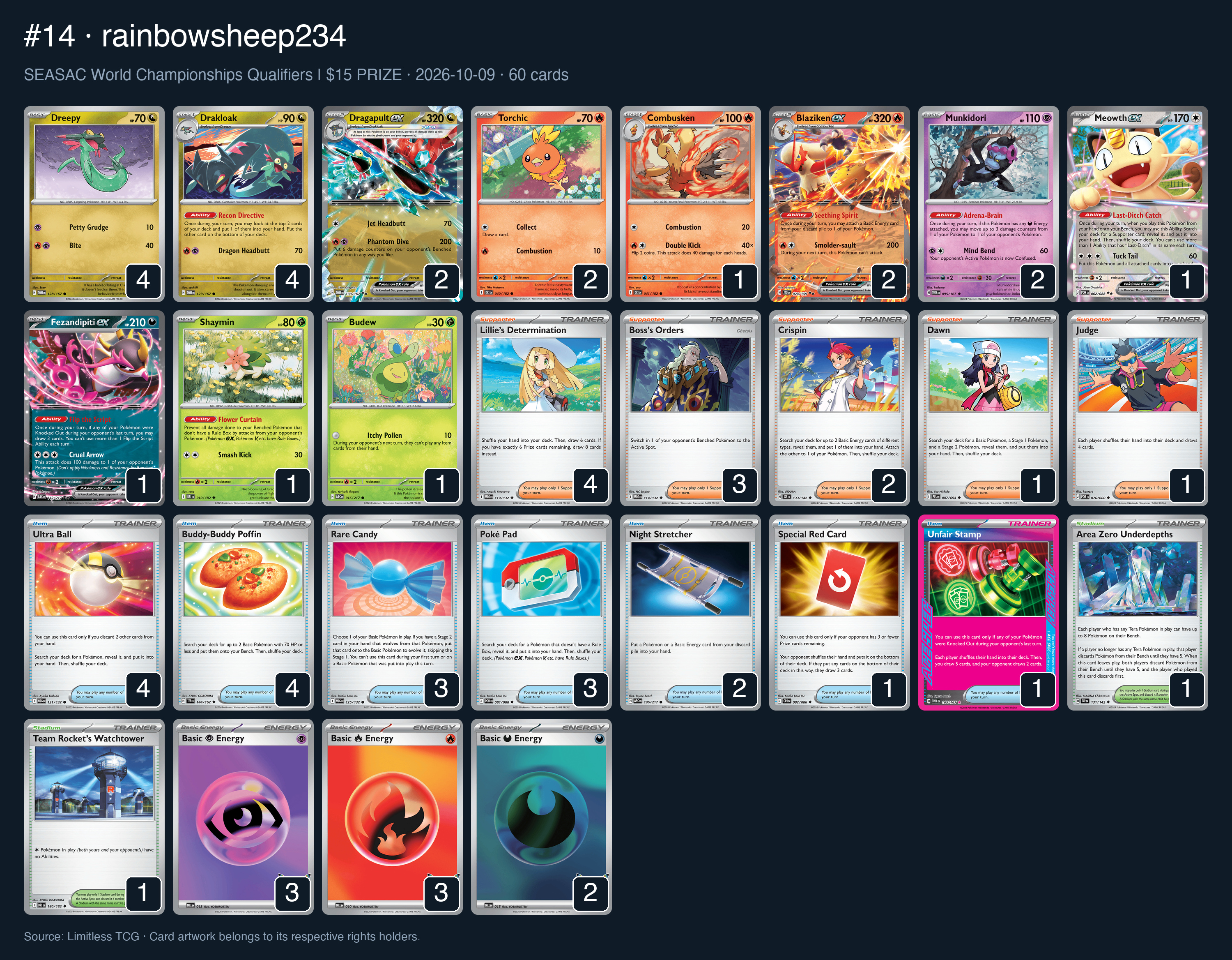 Complete 60-card deck list for rank 14, rainbowsheep234