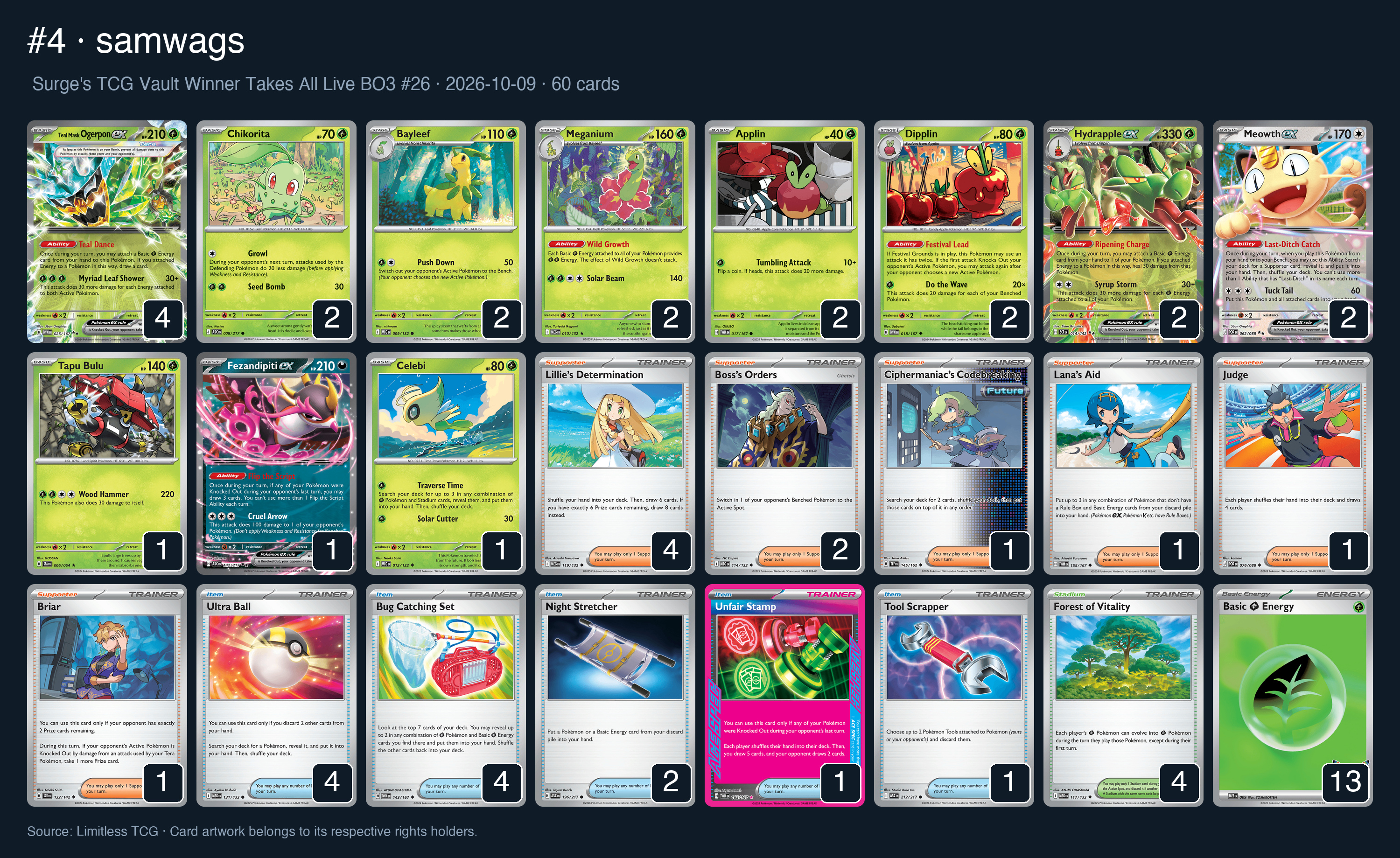 Complete 60-card deck list for rank 4, samwags