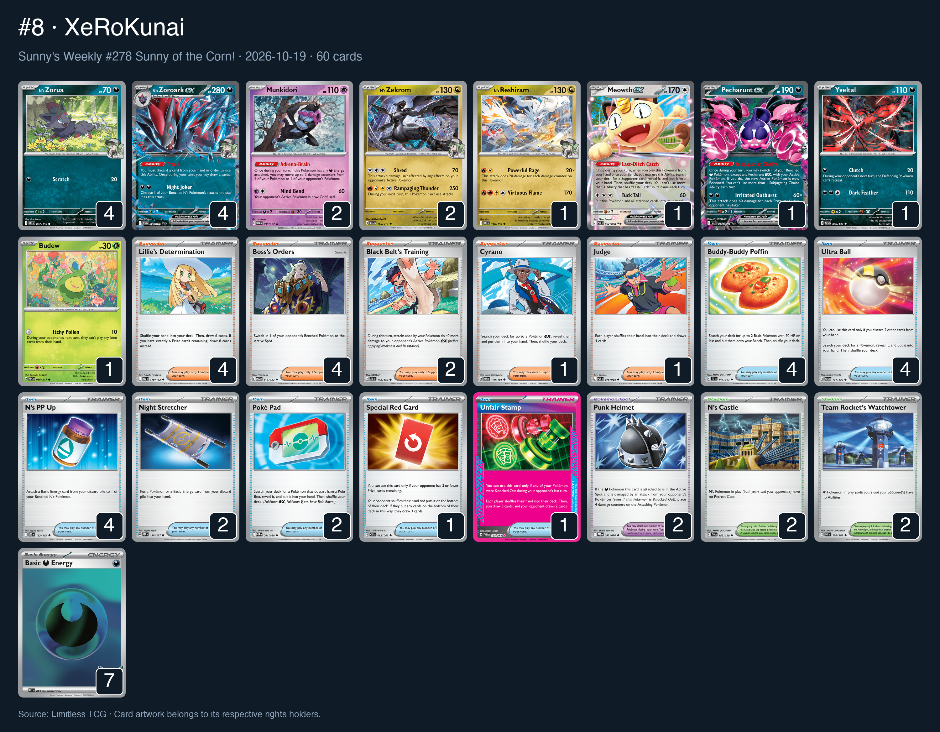 Complete 60-card deck list for rank 8, XeRoKunai
