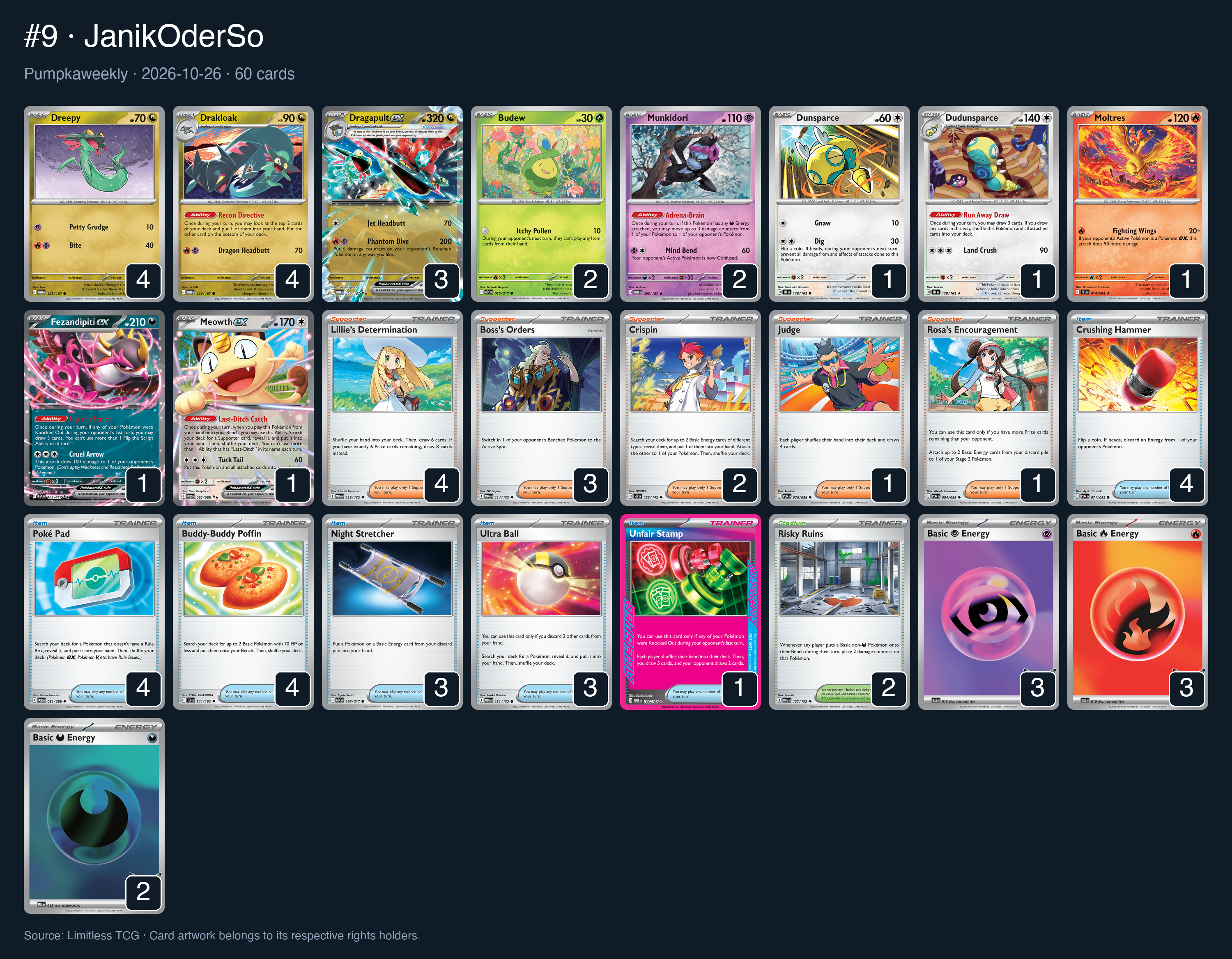 Complete 60-card deck list for rank 9, JanikOderSo