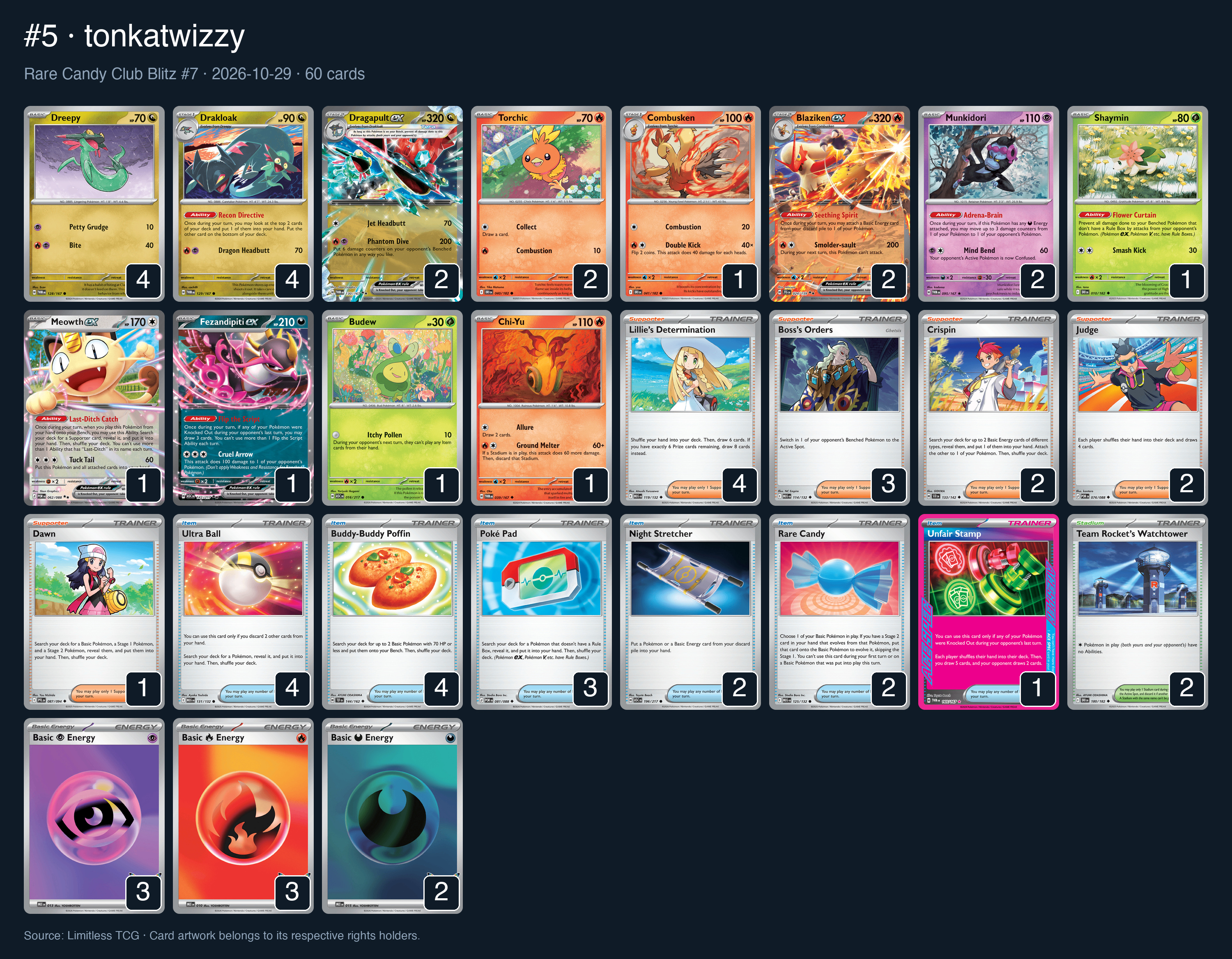 Complete 60-card deck list for rank 5, tonkatwizzy