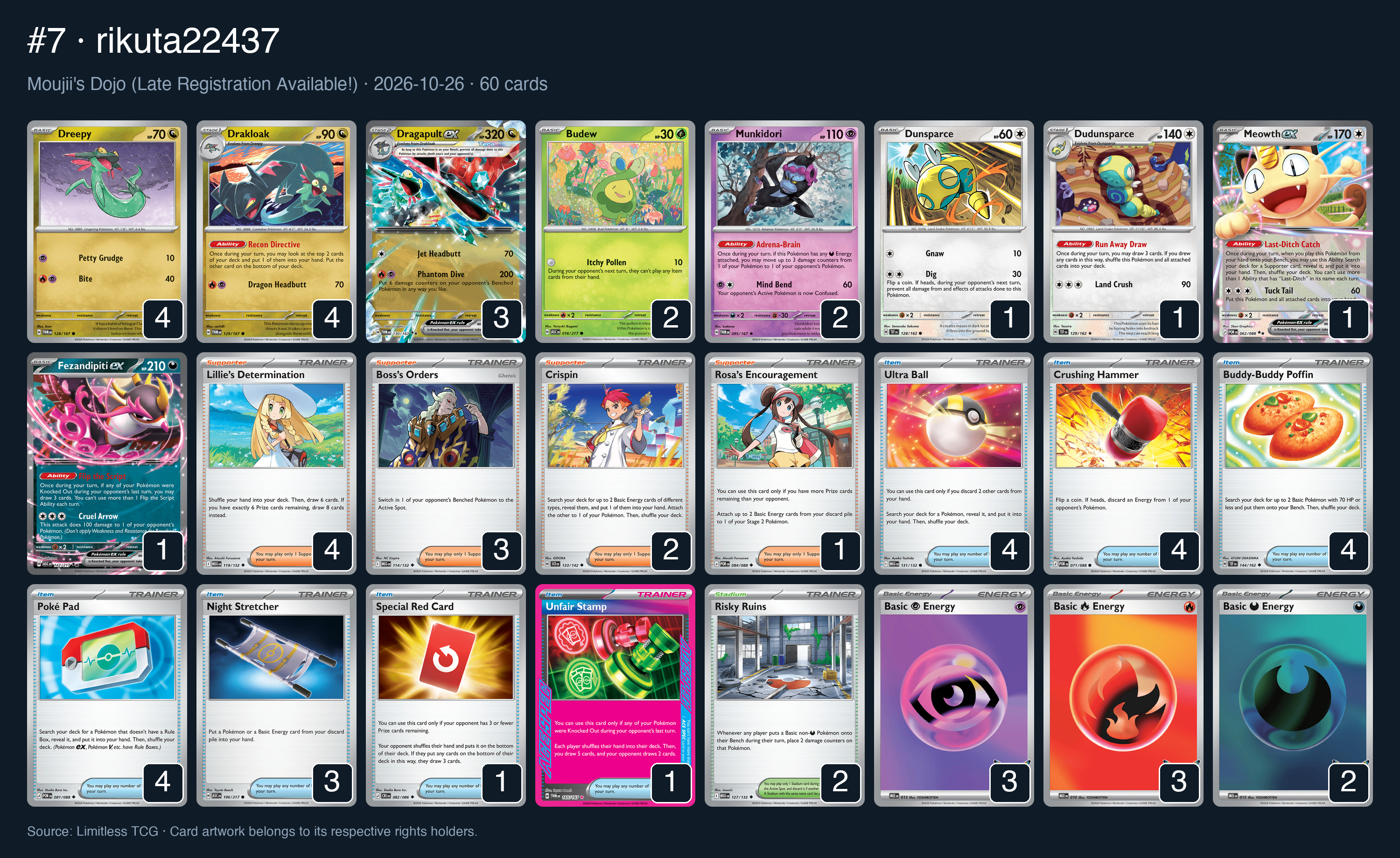 Complete 60-card deck list for rank 7, rikuta22437