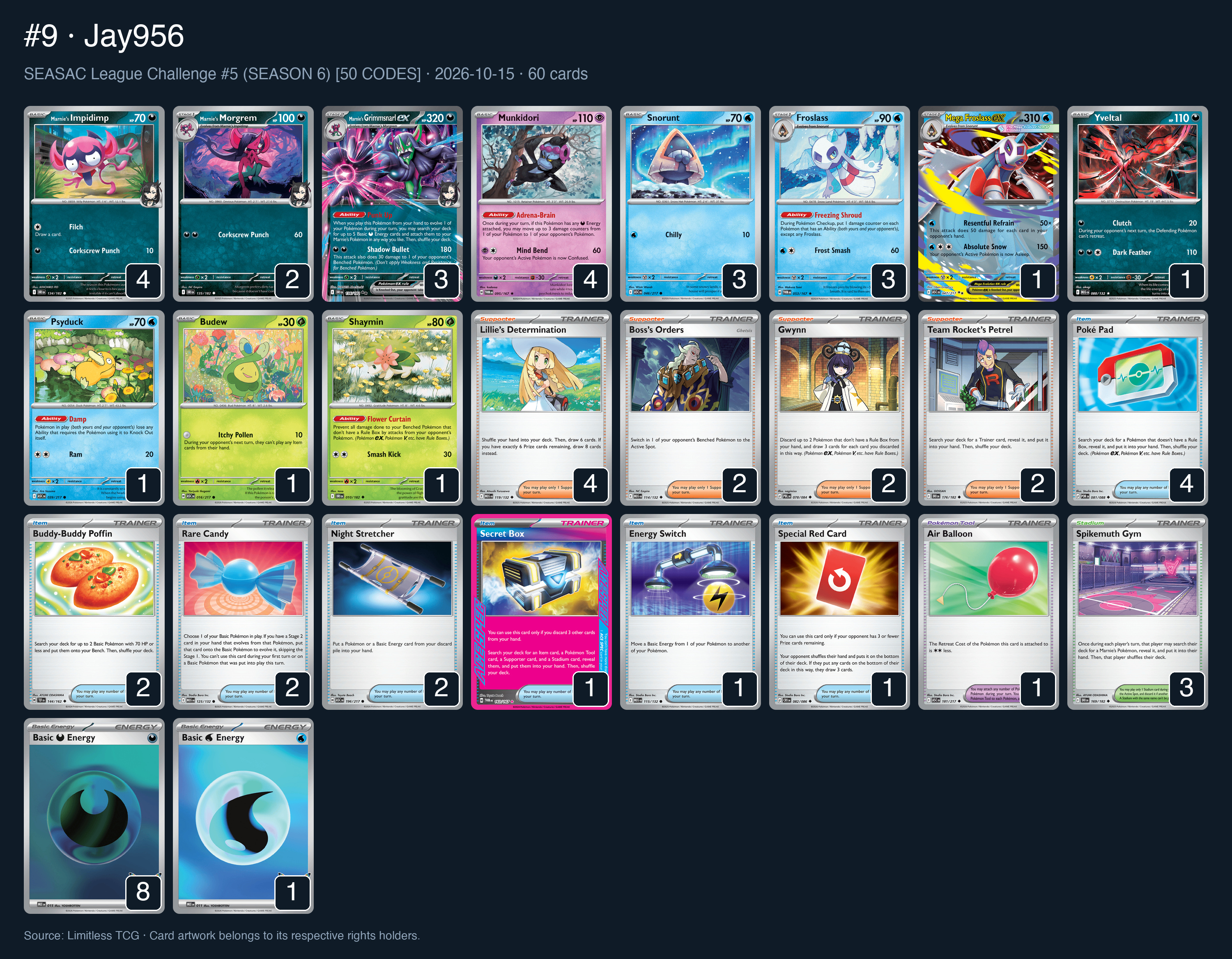 Complete 60-card deck list for rank 9, Jay956