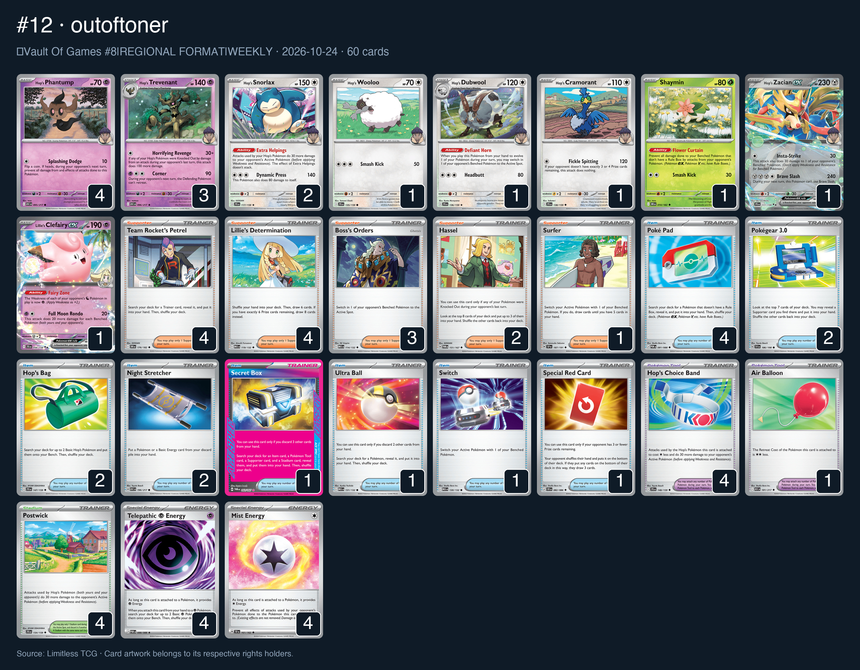 Complete 60-card deck list for rank 12, outoftoner