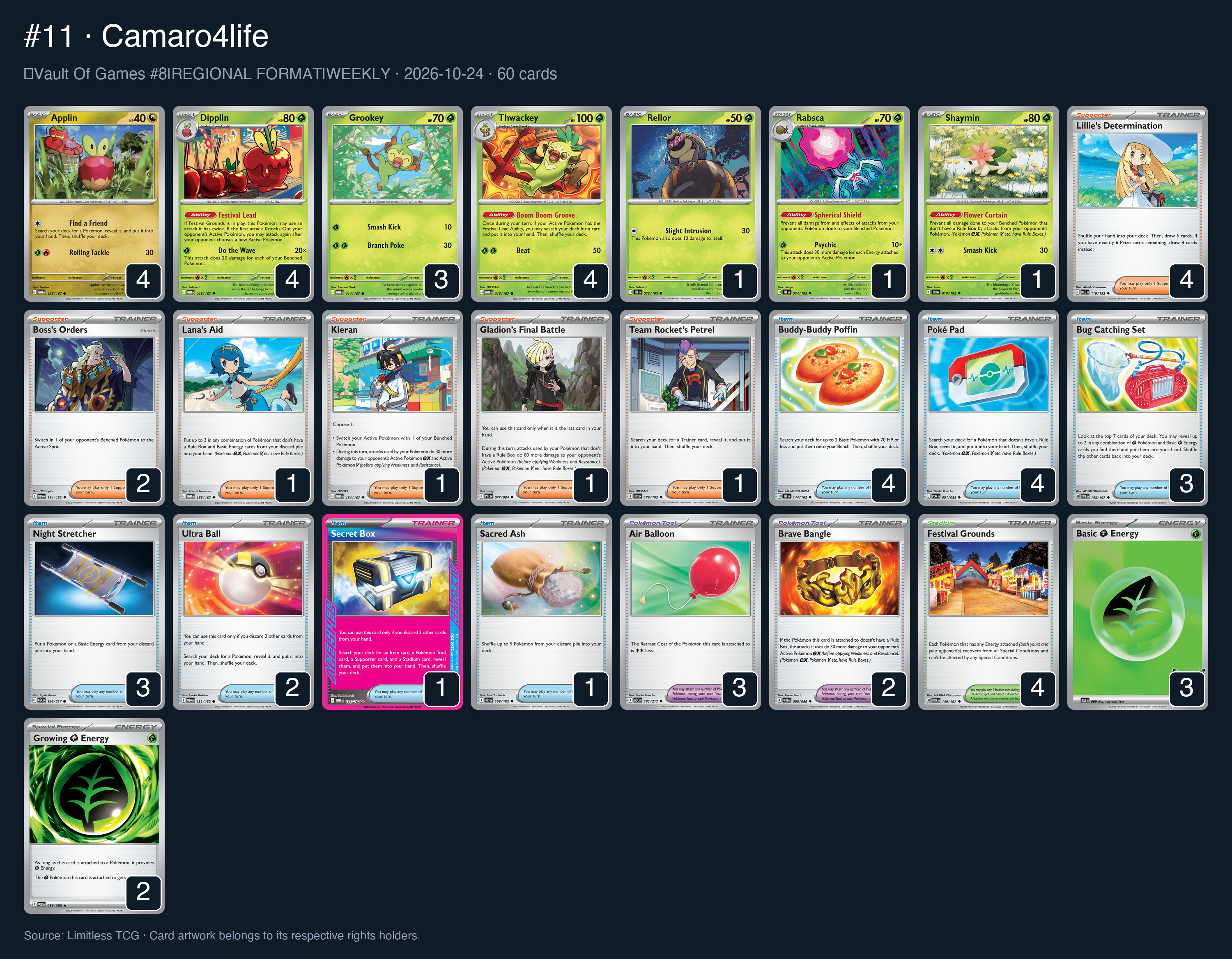 Complete 60-card deck list for rank 11, Camaro4life