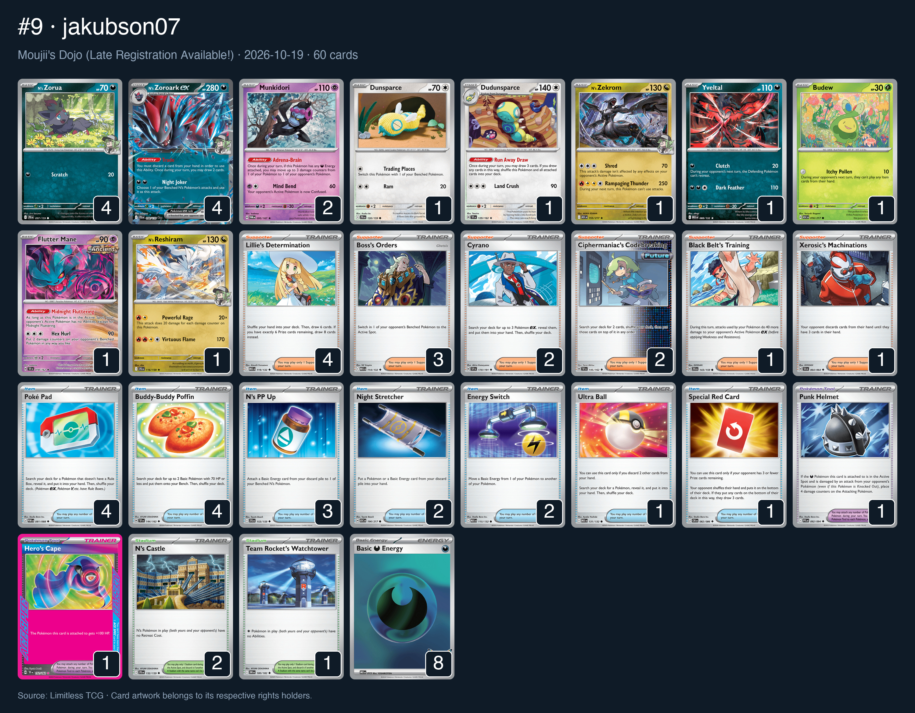 Complete 60-card deck list for rank 9, jakubson07