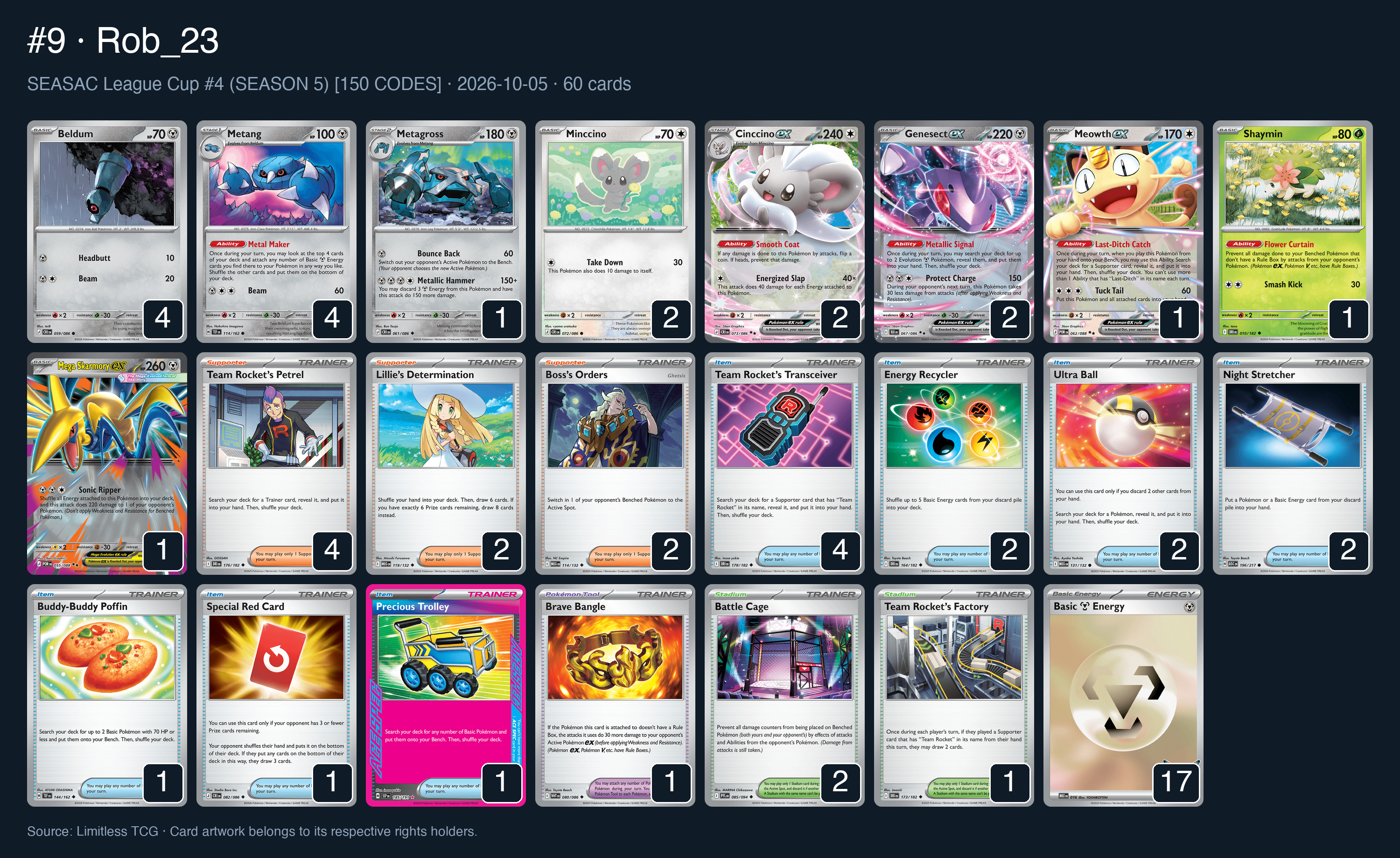 Complete 60-card deck list for rank 9, Rob_23