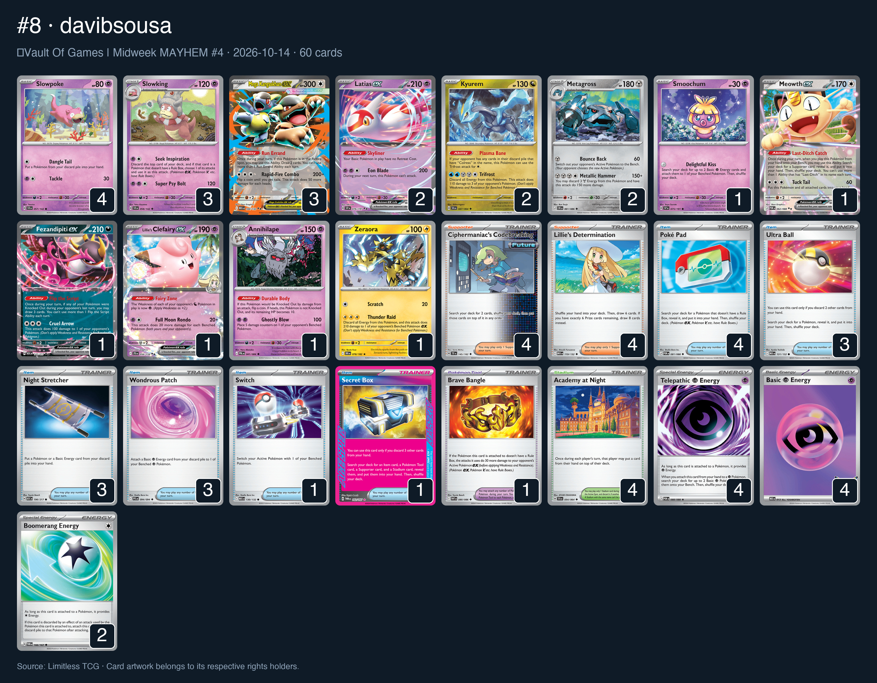 Complete 60-card deck list for rank 8, davibsousa