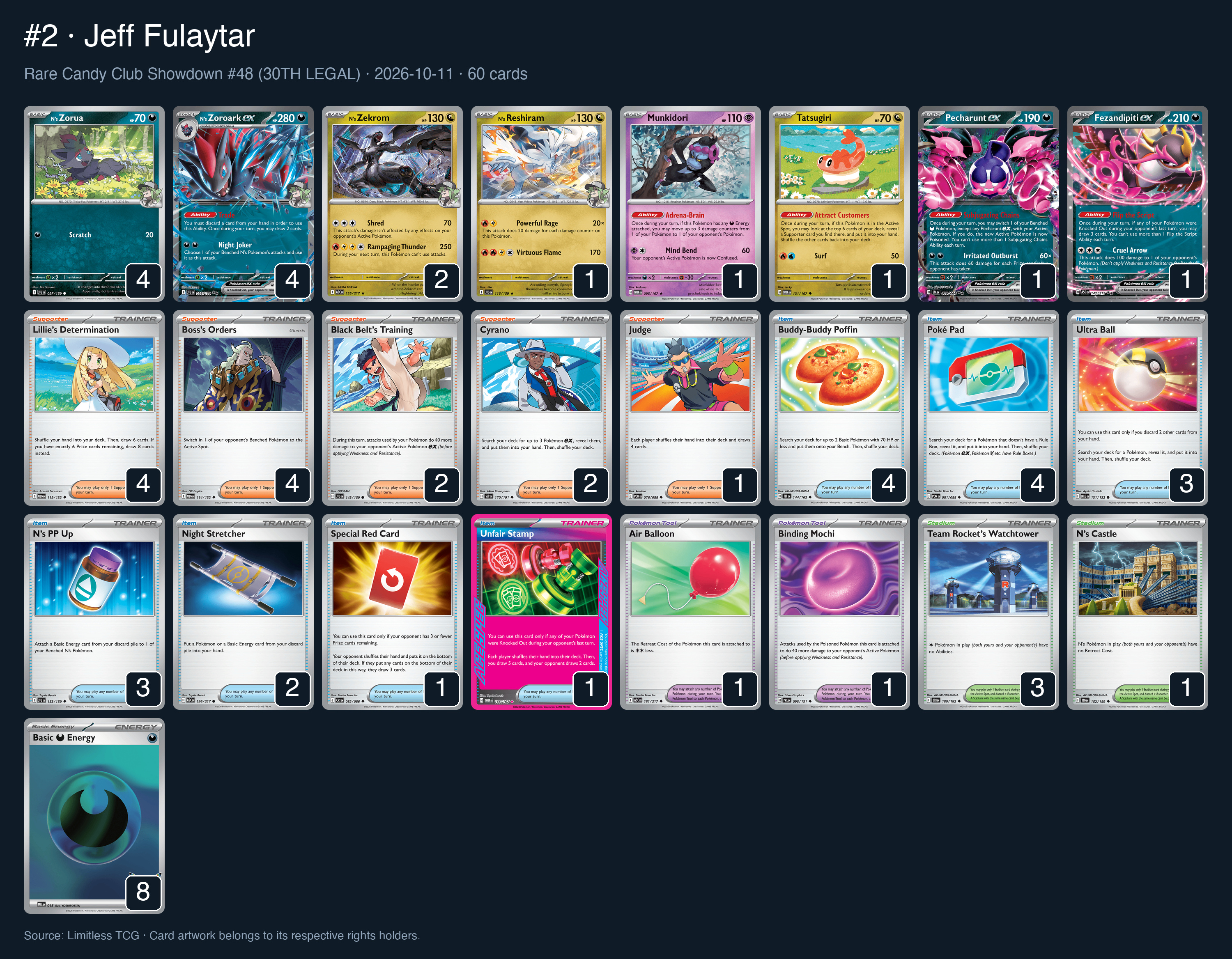 Complete 60-card deck list for rank 2, Jeff Fulaytar