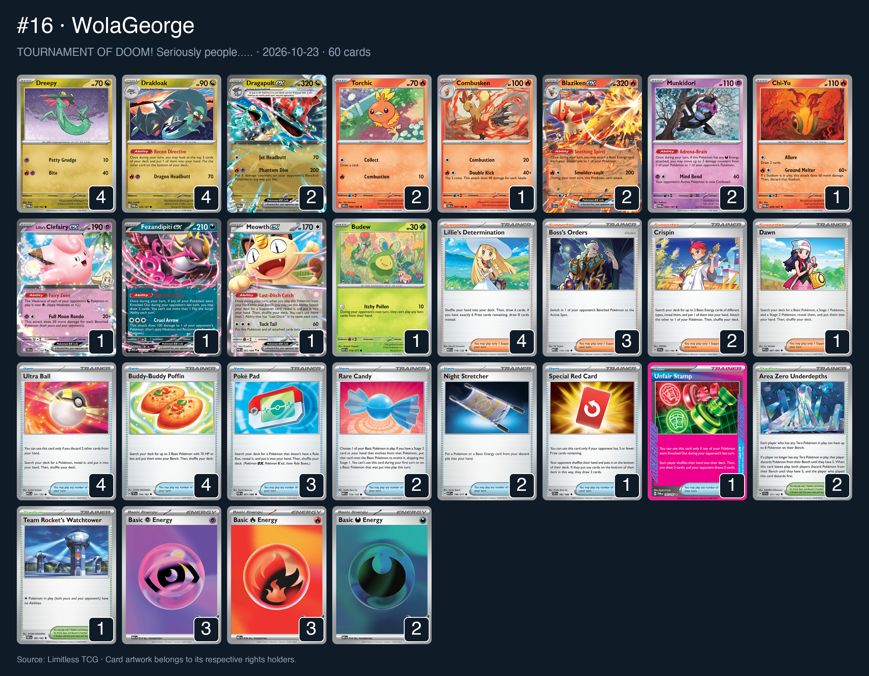 Complete 60-card deck list for rank 16, WolaGeorge