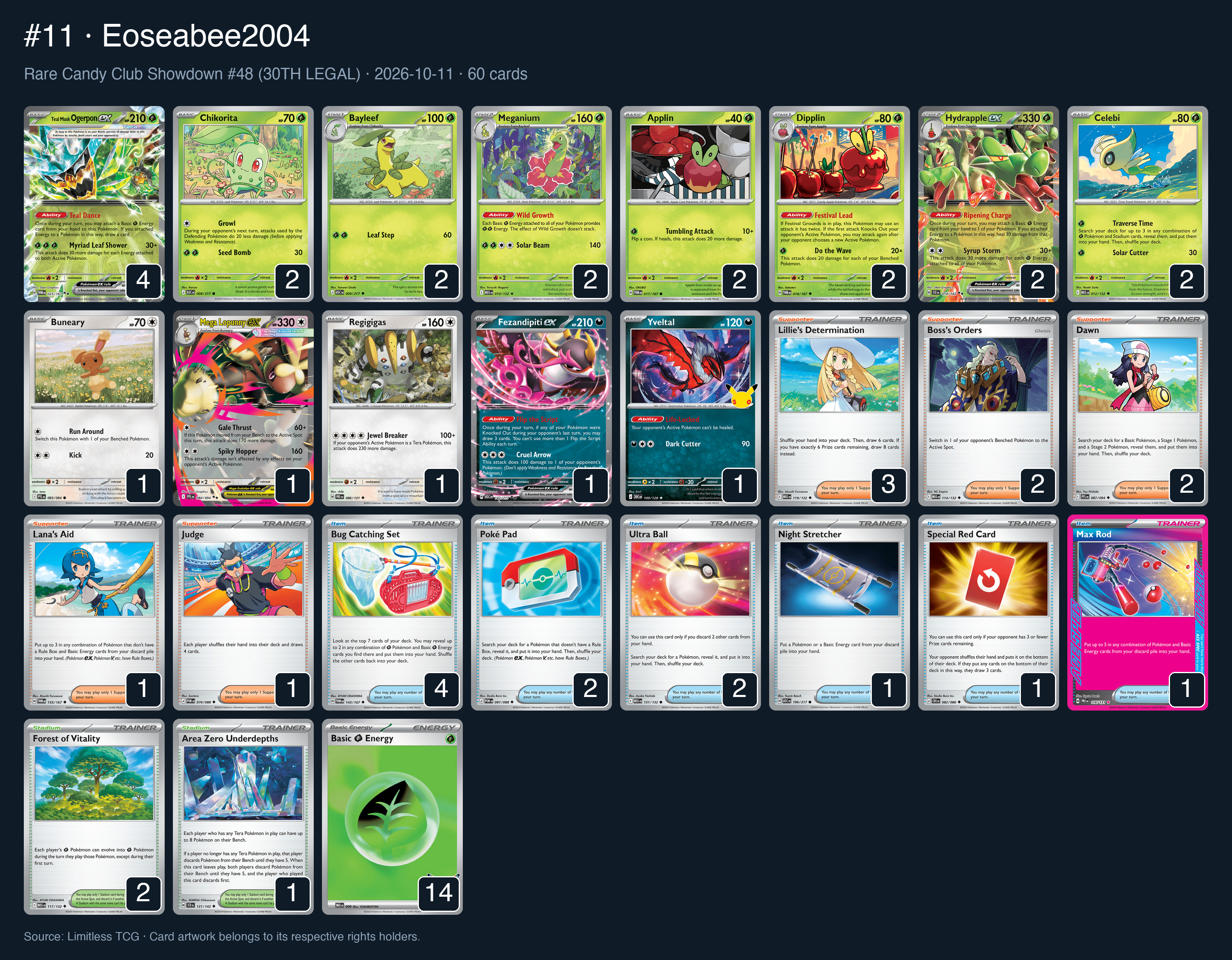 Complete 60-card deck list for rank 11, Eoseabee2004