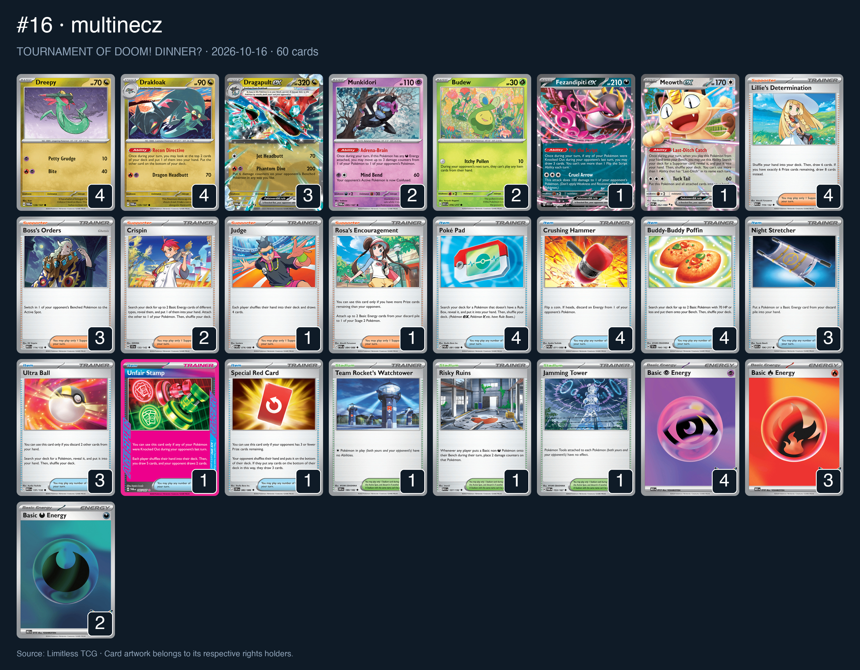 Complete 60-card deck list for rank 16, multinecz