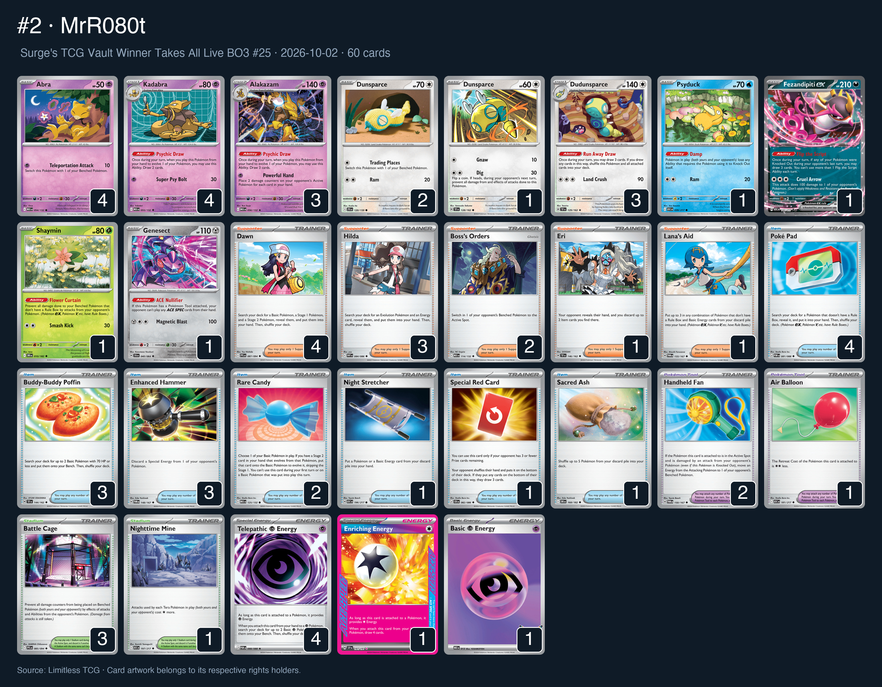 Complete 60-card deck list for rank 2, MrR080t