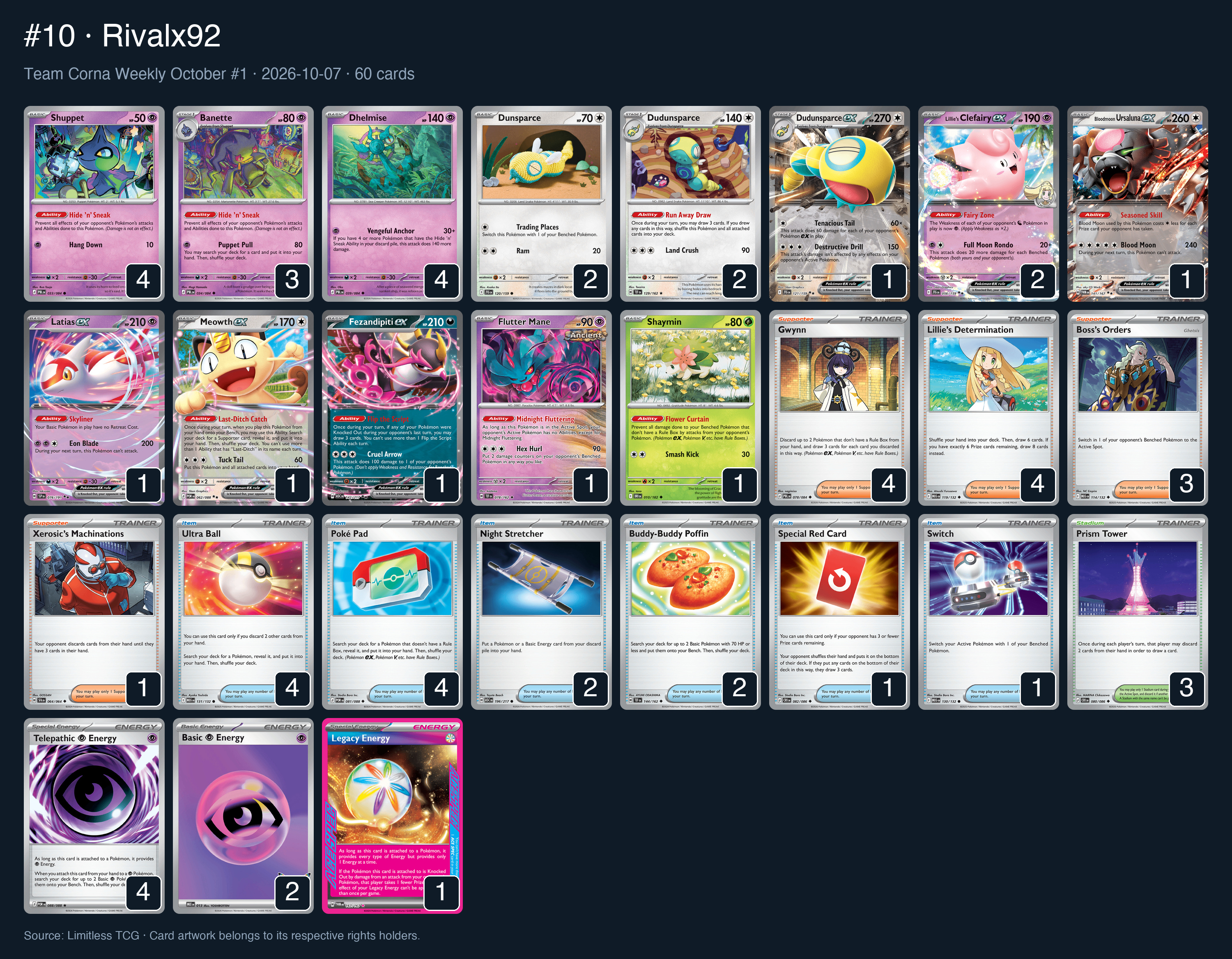 Complete 60-card deck list for rank 10, Rivalx92