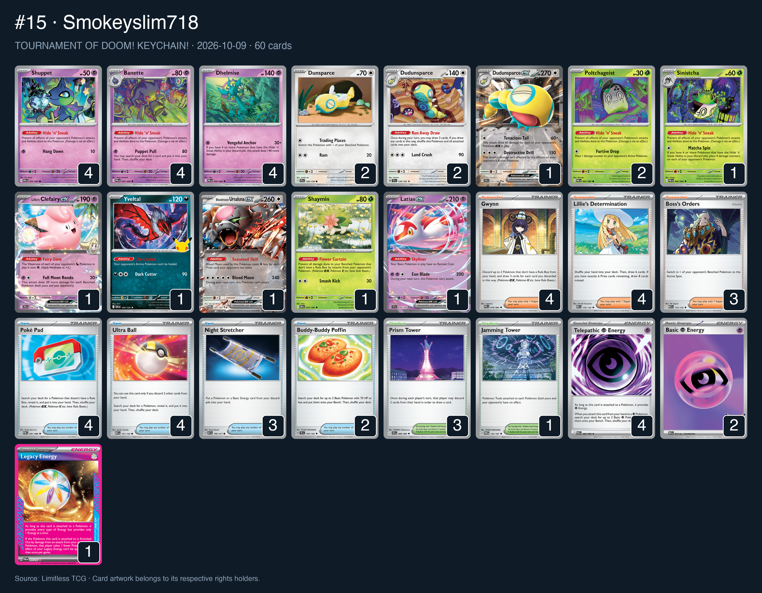 Complete 60-card deck list for rank 15, Smokeyslim718
