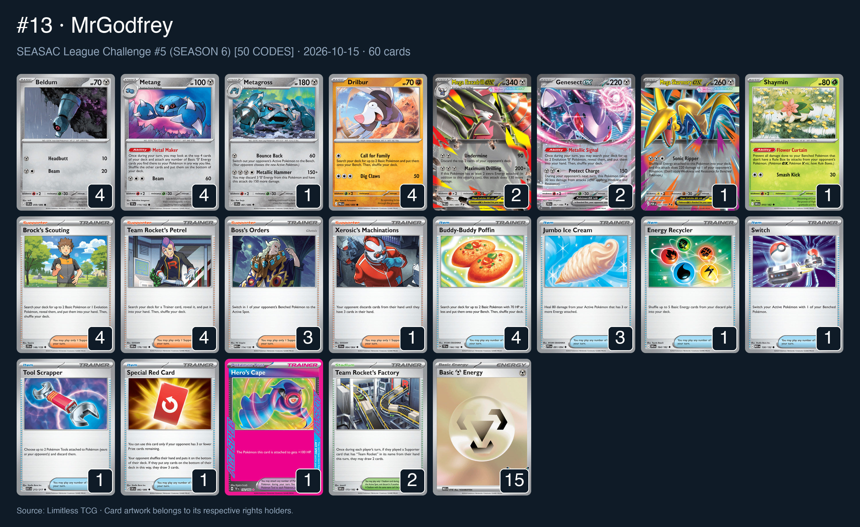 Complete 60-card deck list for rank 13, MrGodfrey