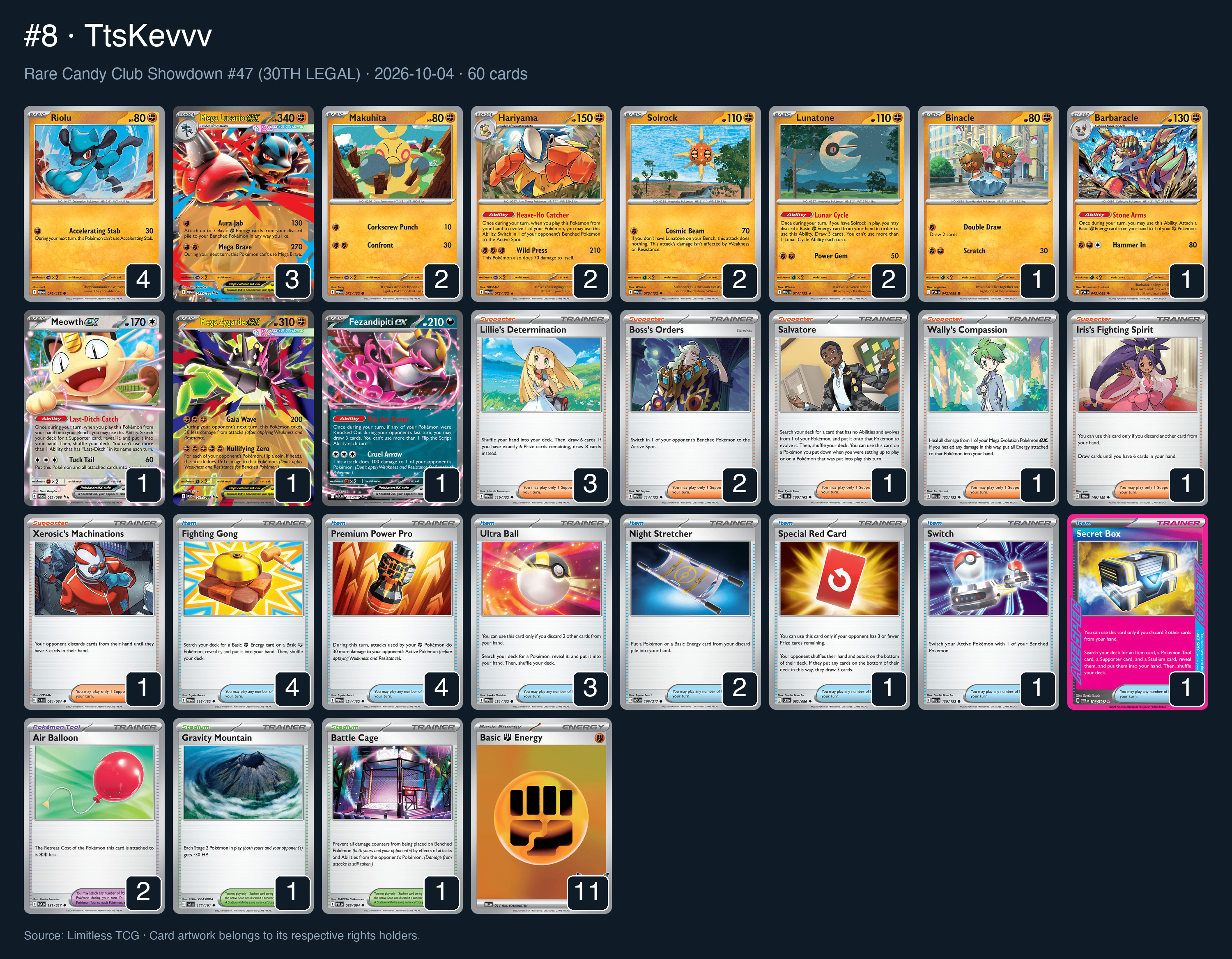 Complete 60-card deck list for rank 8, TtsKevvv