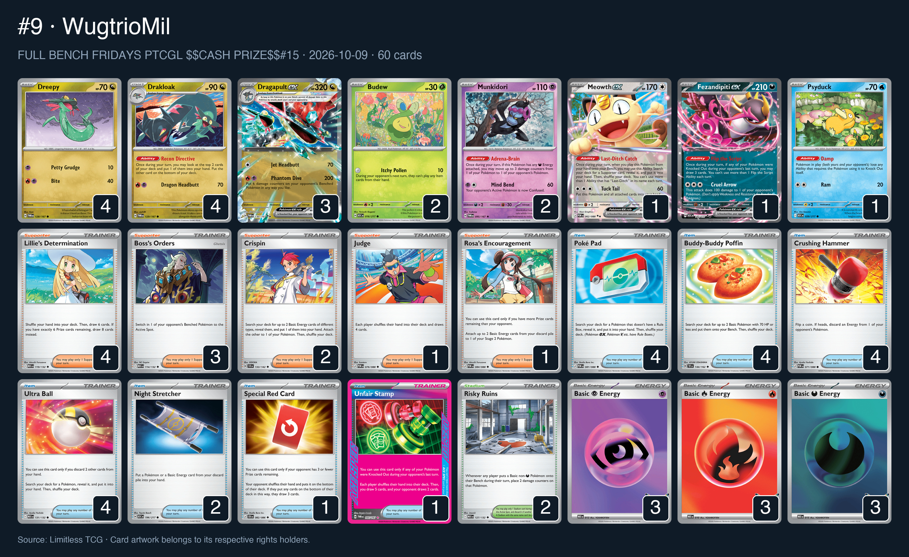 Complete 60-card deck list for rank 9, WugtrioMil