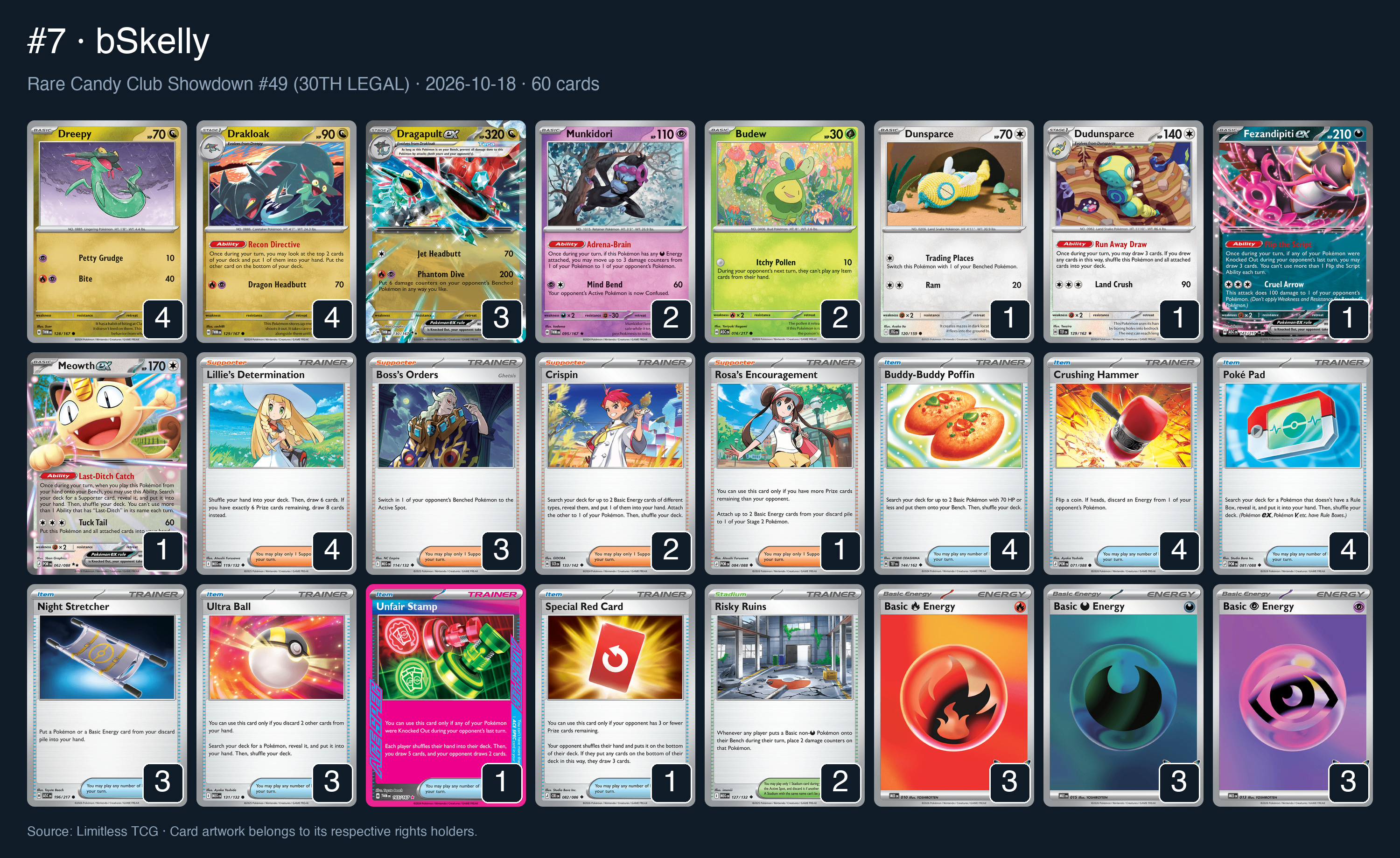 Complete 60-card deck list for rank 7, bSkelly