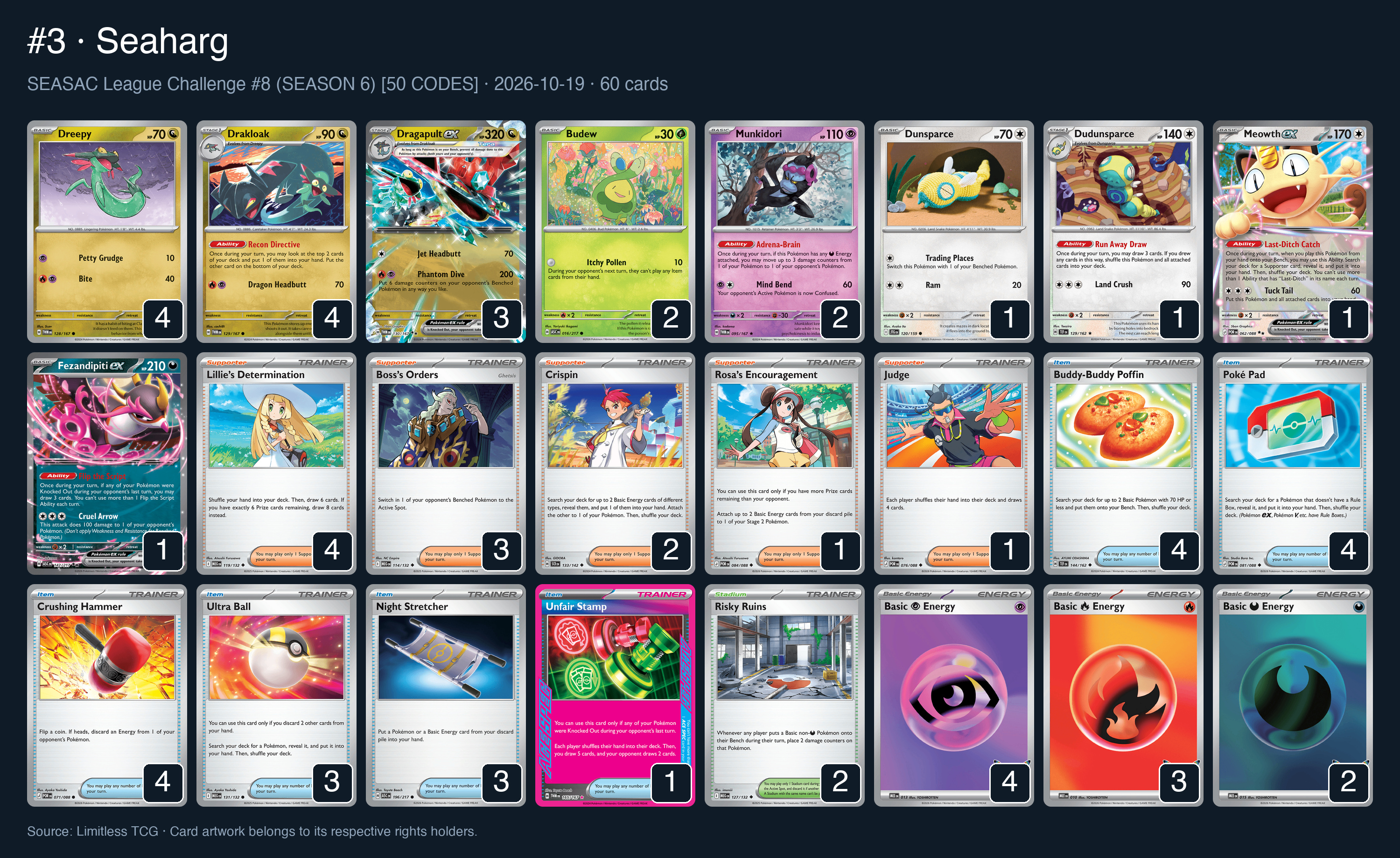 Complete 60-card deck list for rank 3, Seaharg