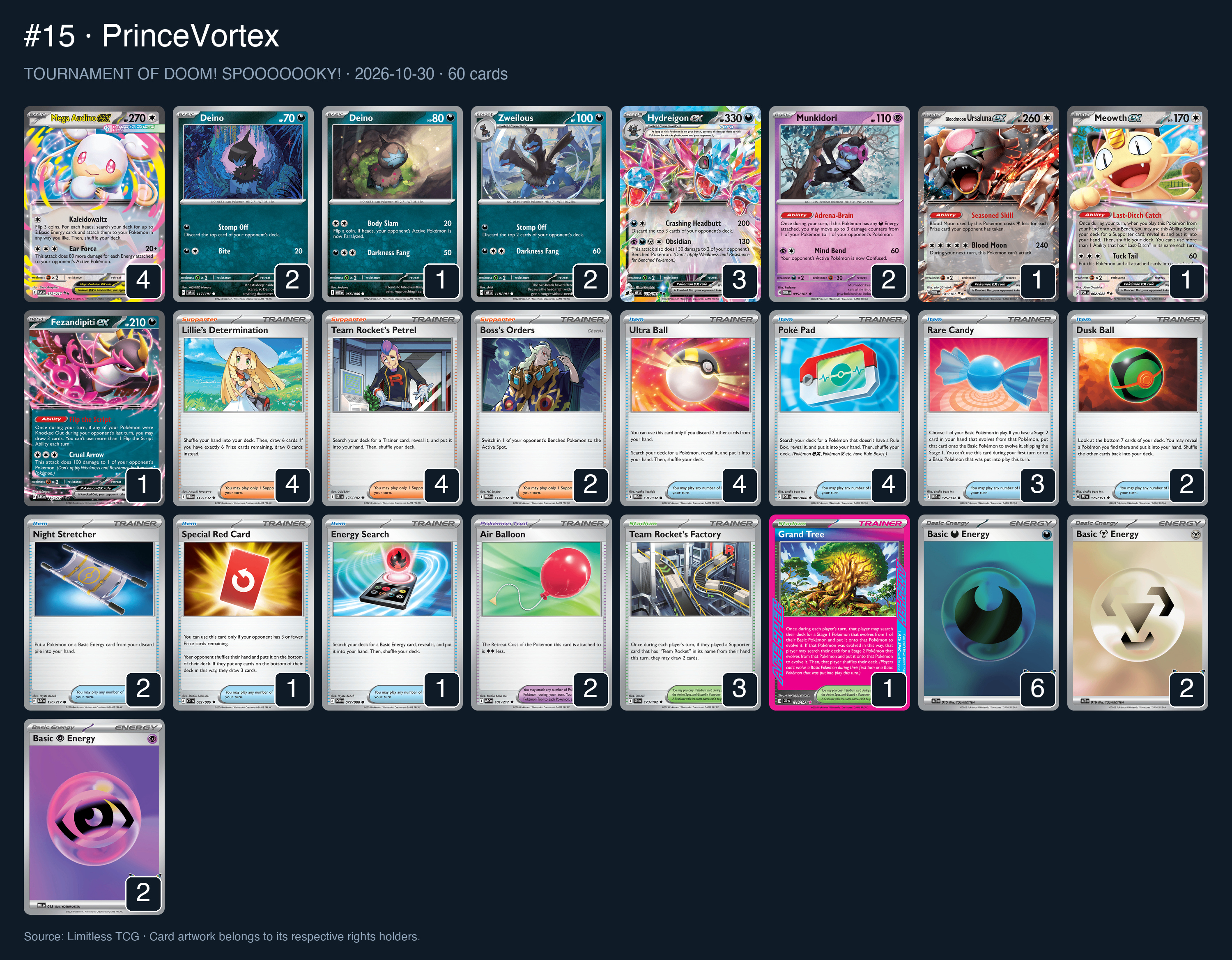 Complete 60-card deck list for rank 15, PrinceVortex