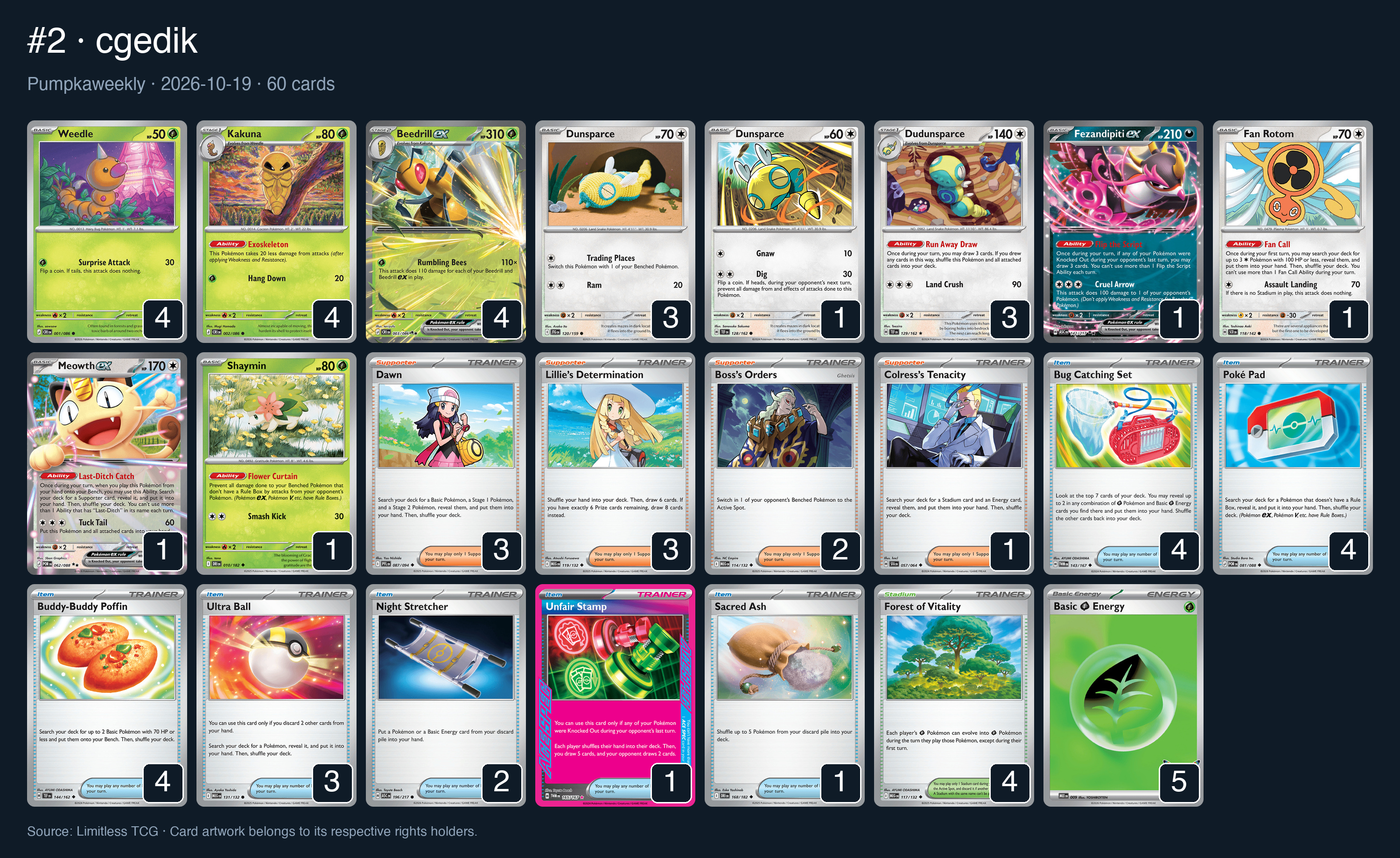 Complete 60-card deck list for rank 2, cgedik