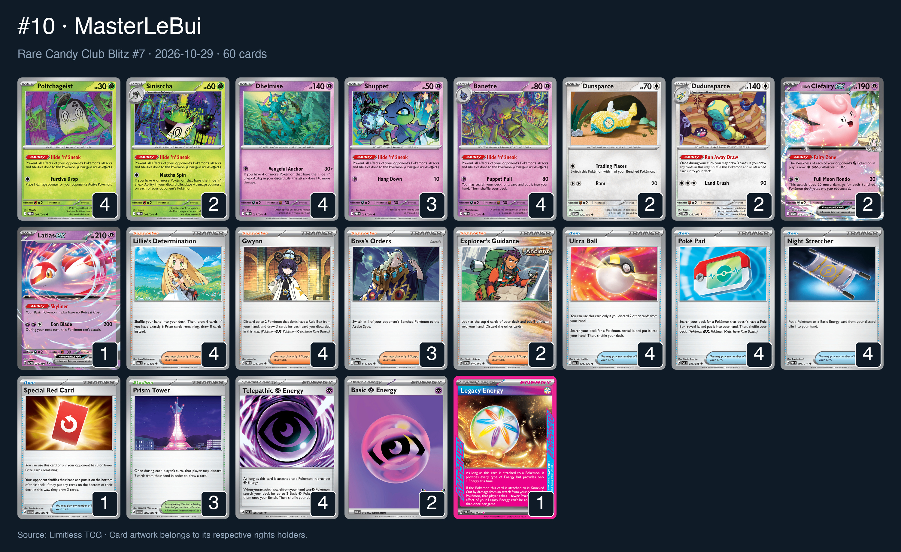 Complete 60-card deck list for rank 10, MasterLeBui