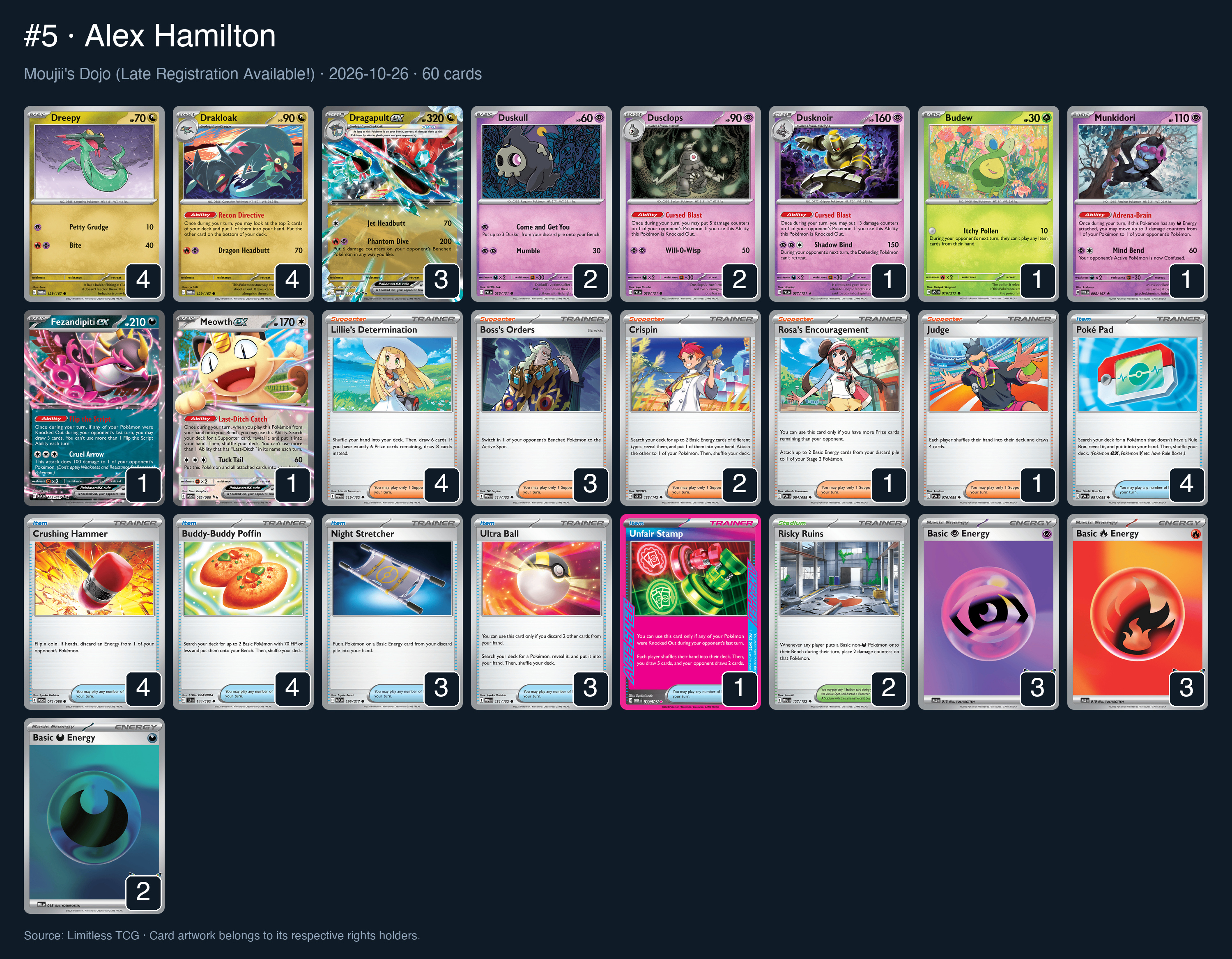 Complete 60-card deck list for rank 5, Alex Hamilton