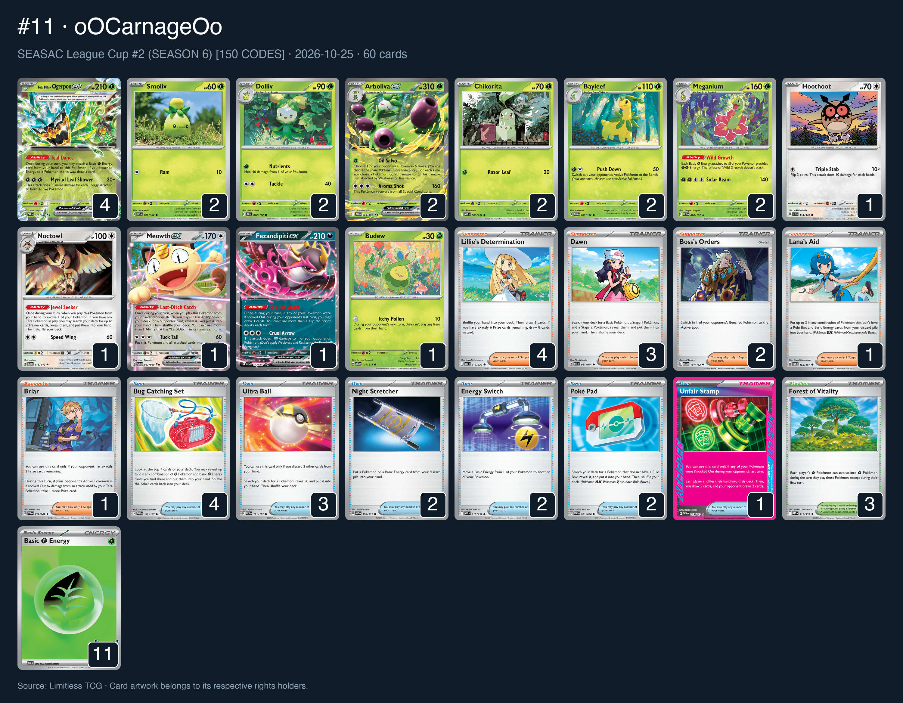 Complete 60-card deck list for rank 11, oOCarnageOo