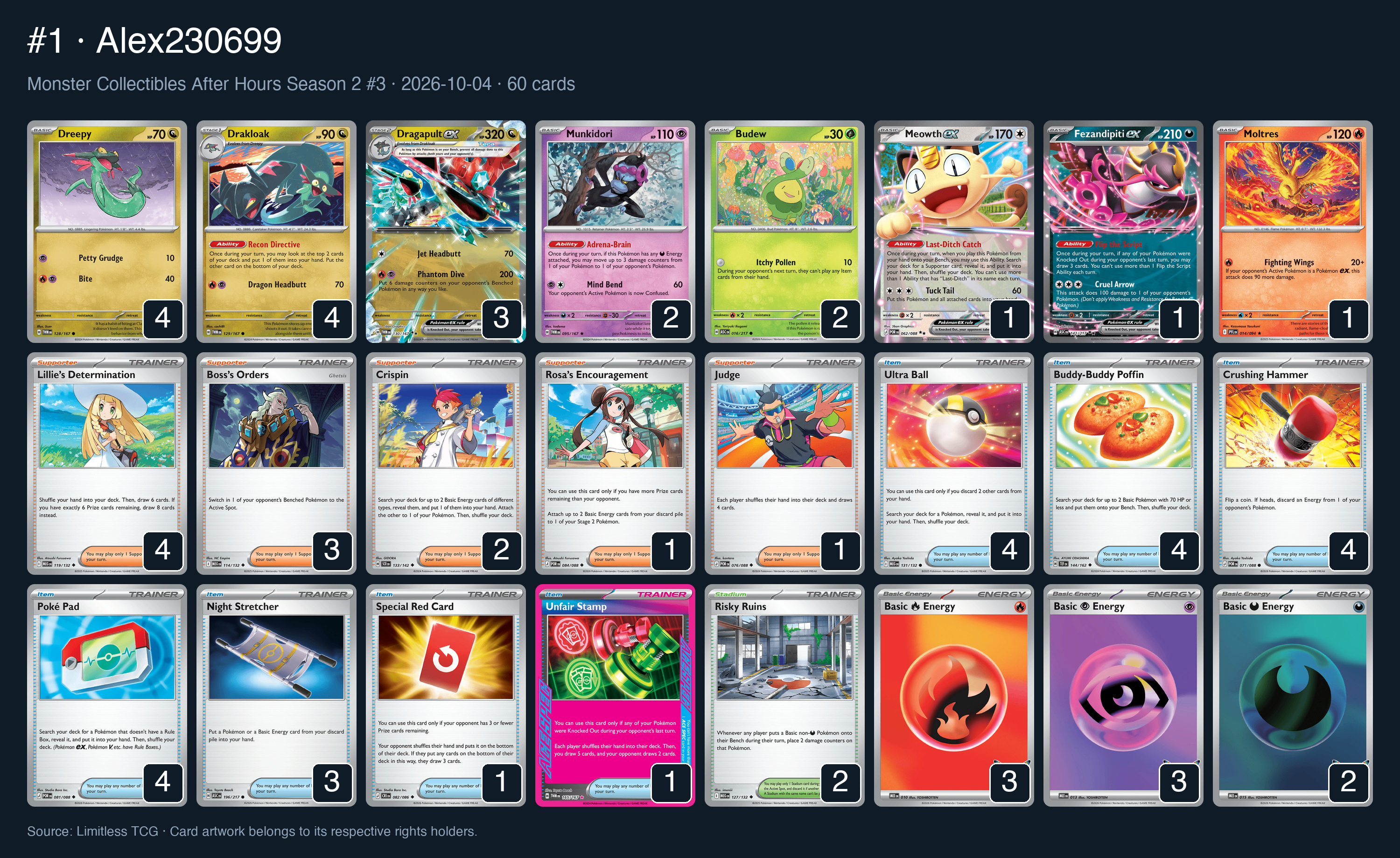 Complete 60-card deck list for rank 1, Alex230699