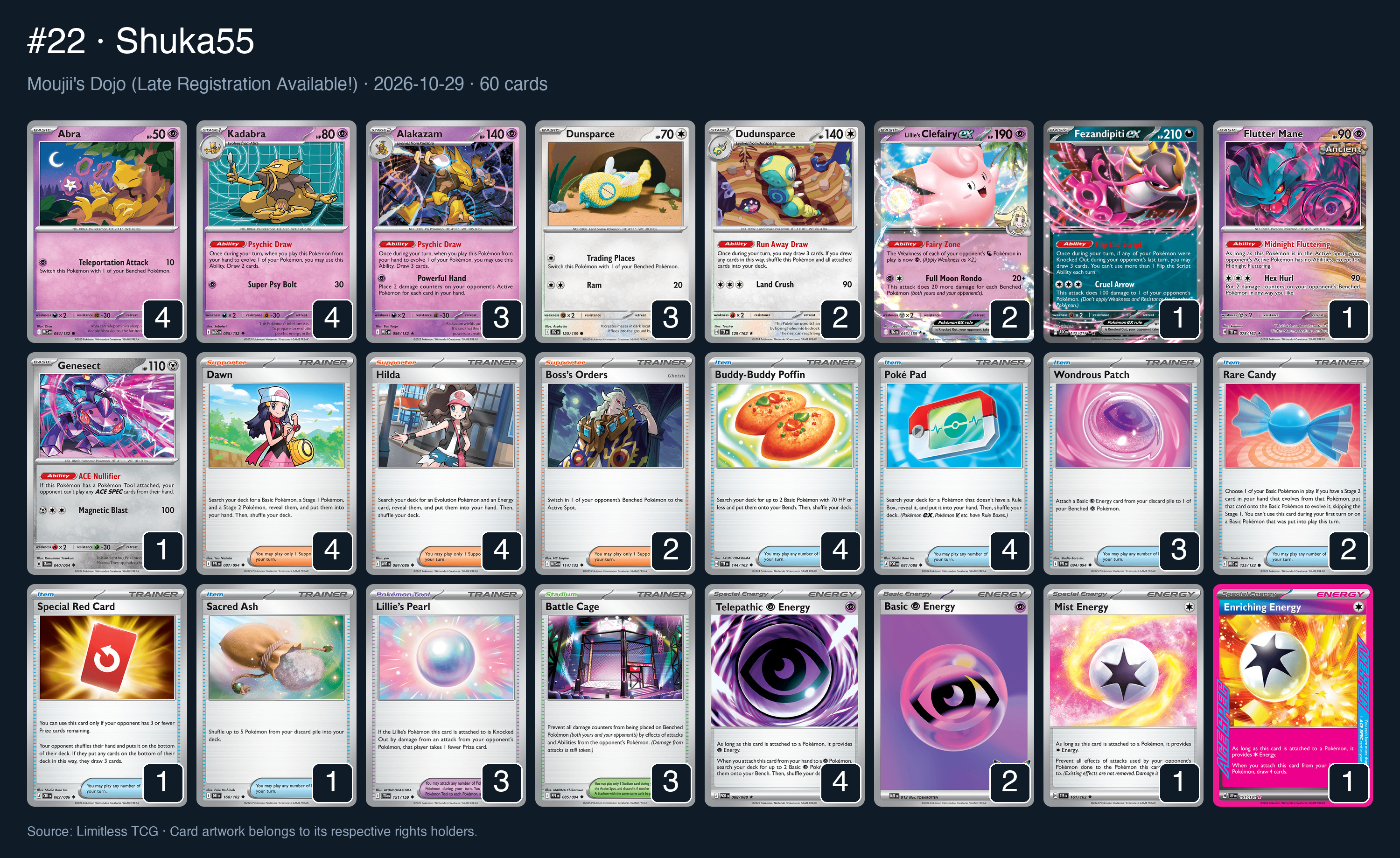 Complete 60-card deck list for rank 22, Shuka55