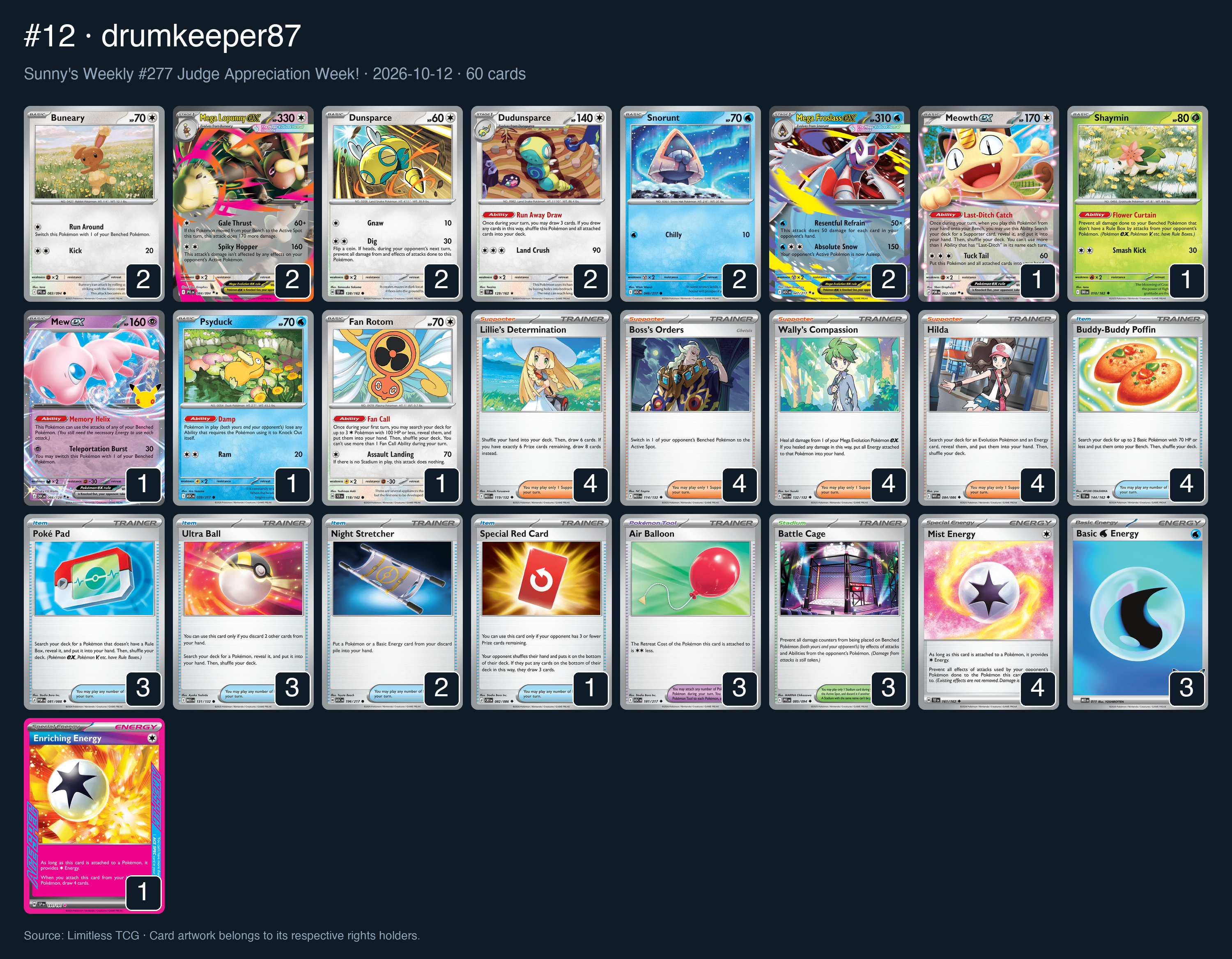 Complete 60-card deck list for rank 12, drumkeeper87