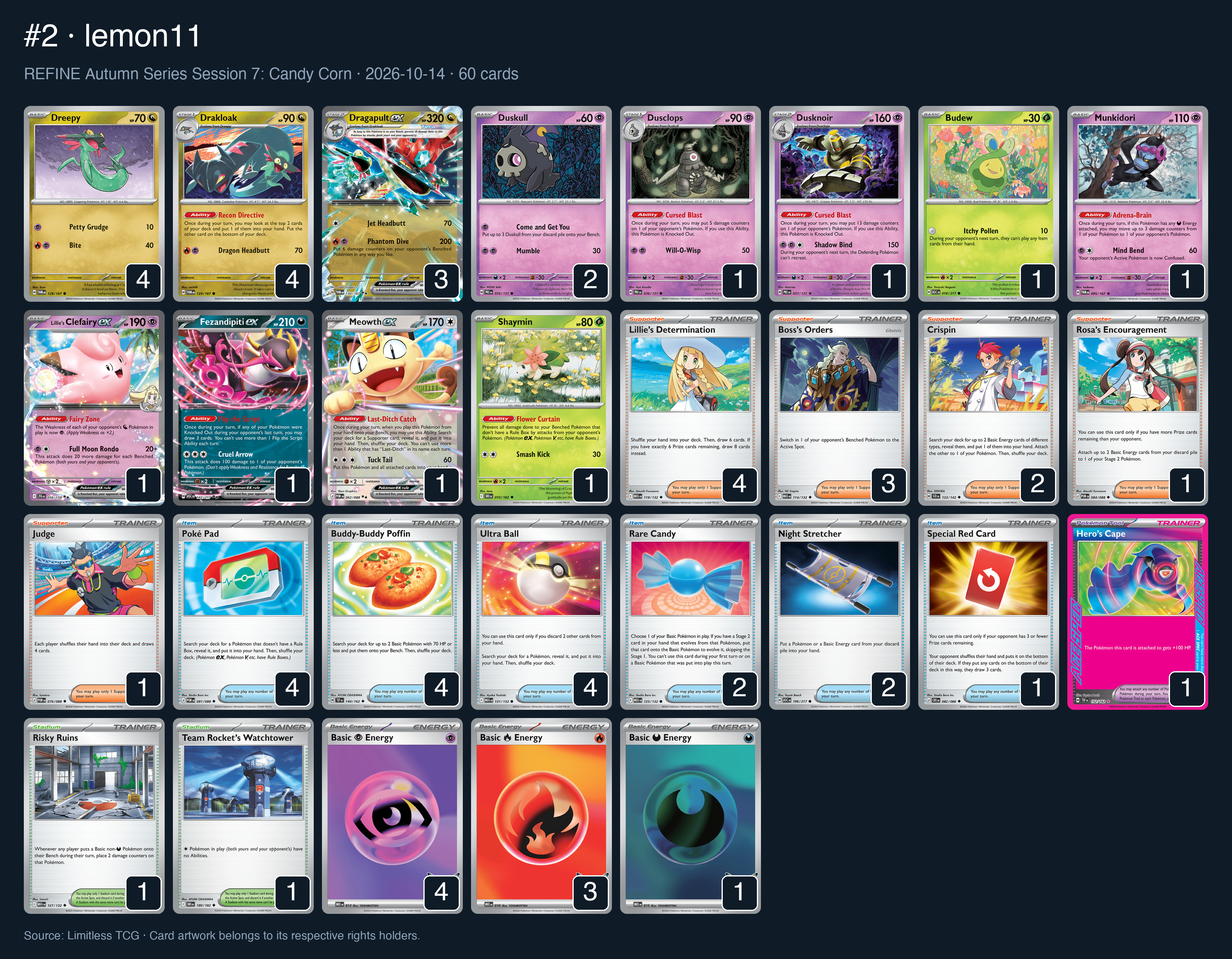 Complete 60-card deck list for rank 2, lemon11
