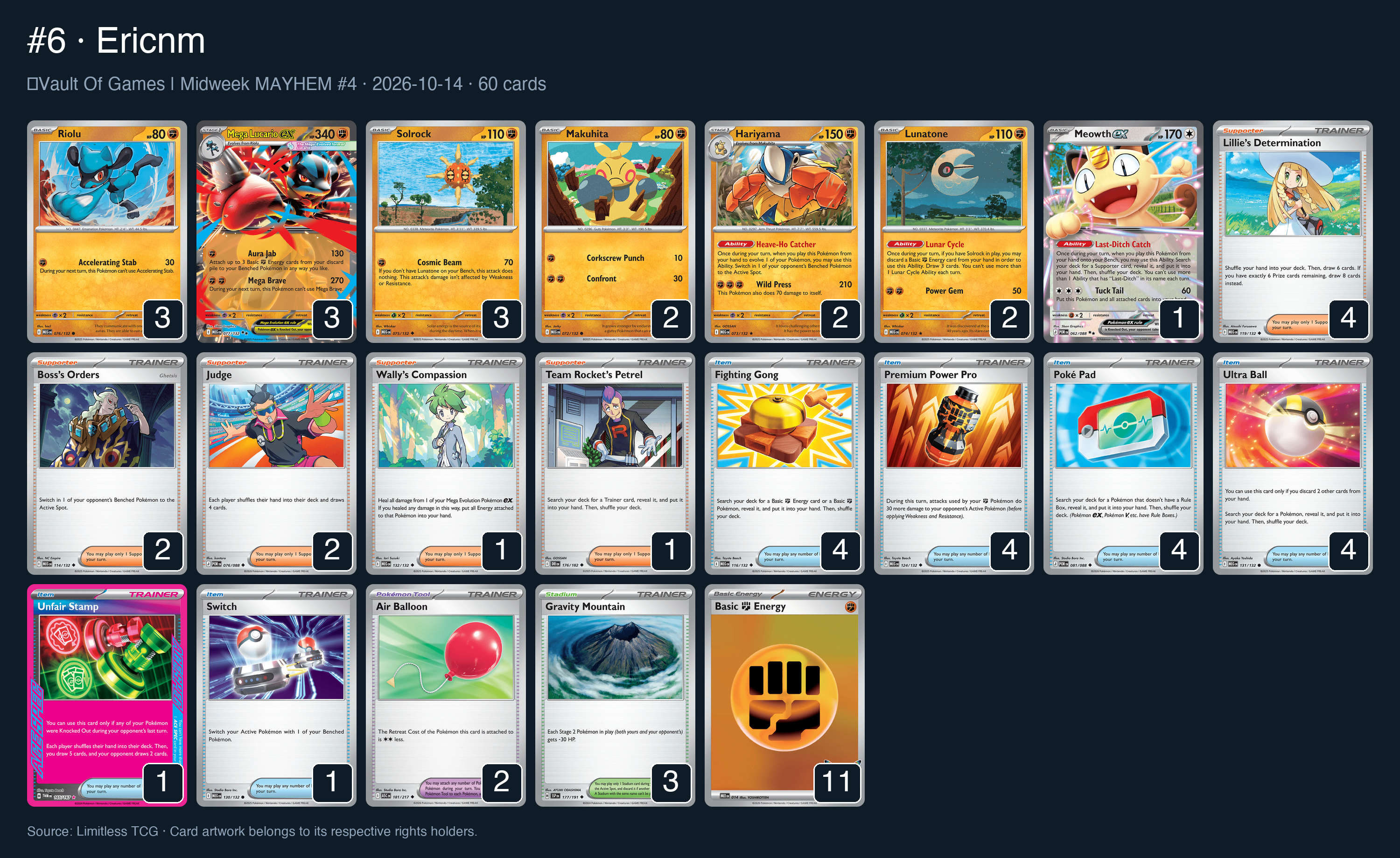 Complete 60-card deck list for rank 6, Ericnm