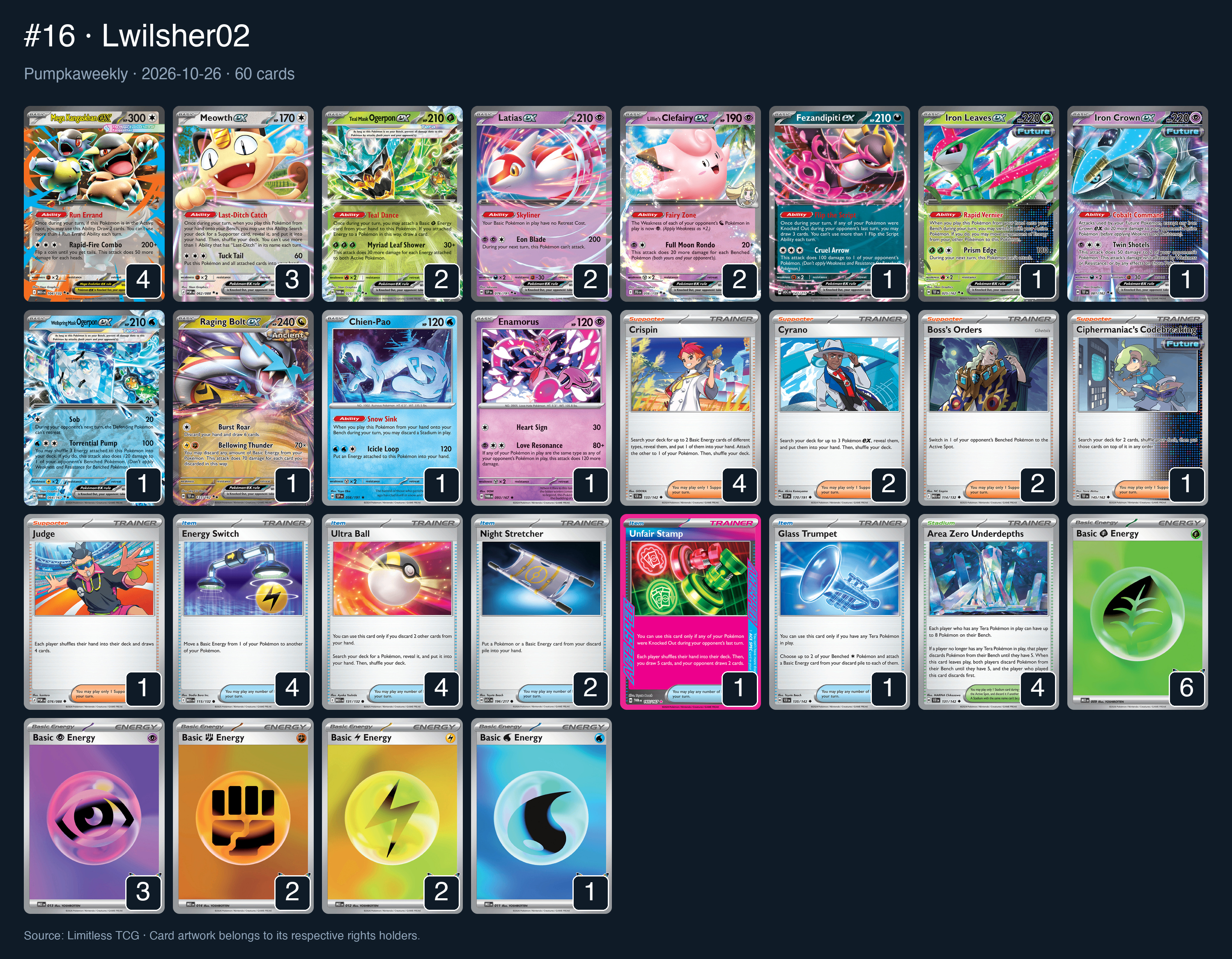 Complete 60-card deck list for rank 16, Lwilsher02